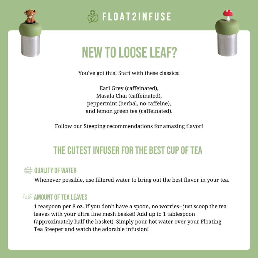 Heart Tea Cup | Floating Tea Steeper | Green Base | Brown