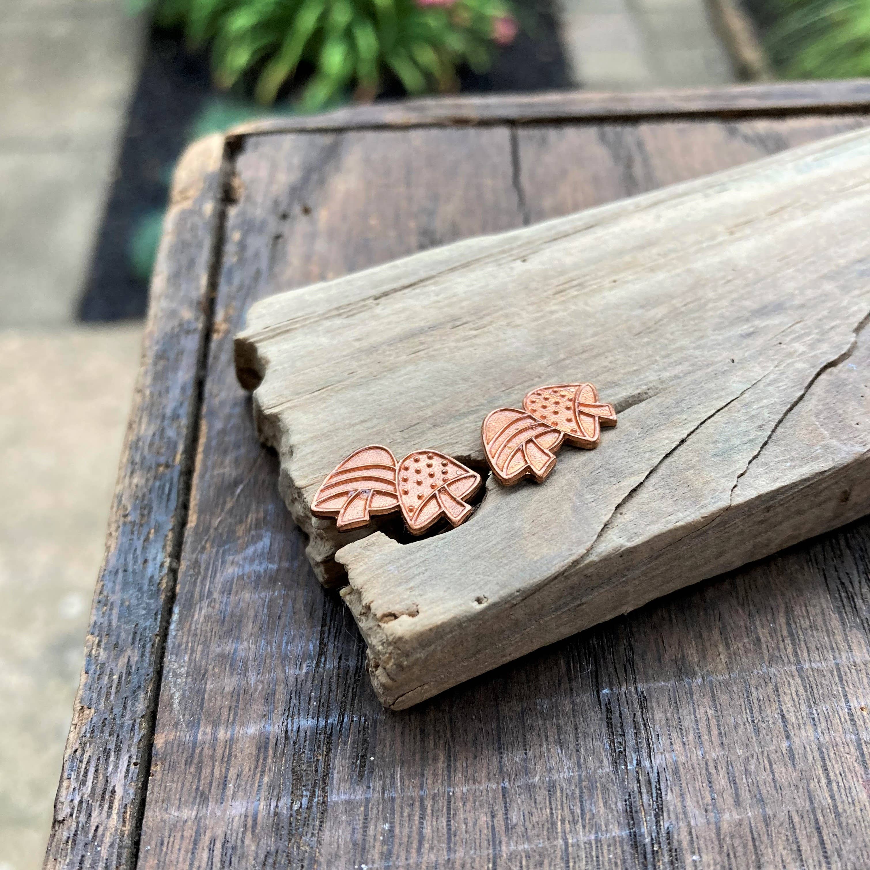 Mini Copper Mushroom Post Earrings