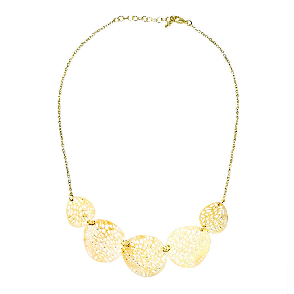 Gold Stenciled Leaf Necklace