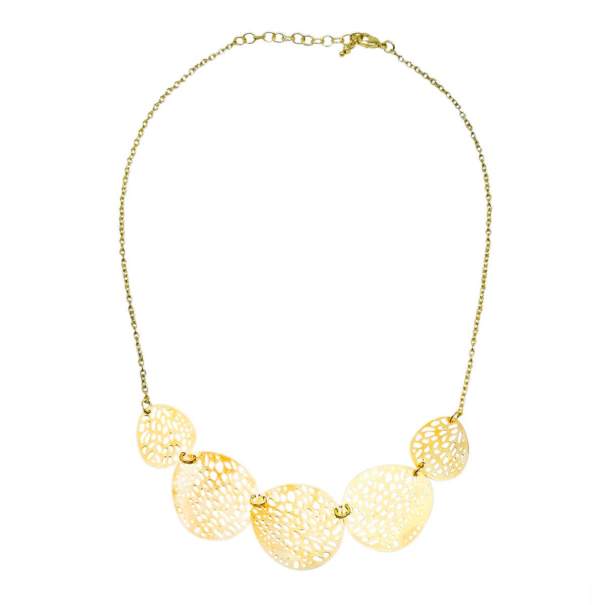 Gold Stenciled Leaf Necklace
