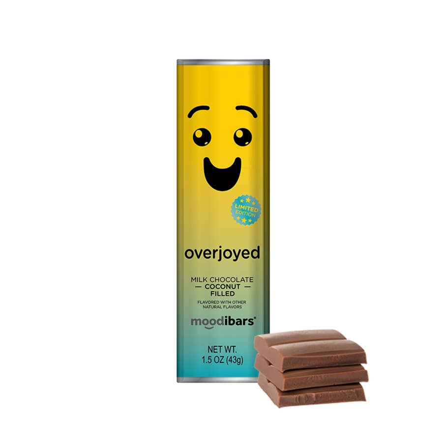 Moodibars OVERJOYED Milk Choco Coconut Filled 1.5 oz bar