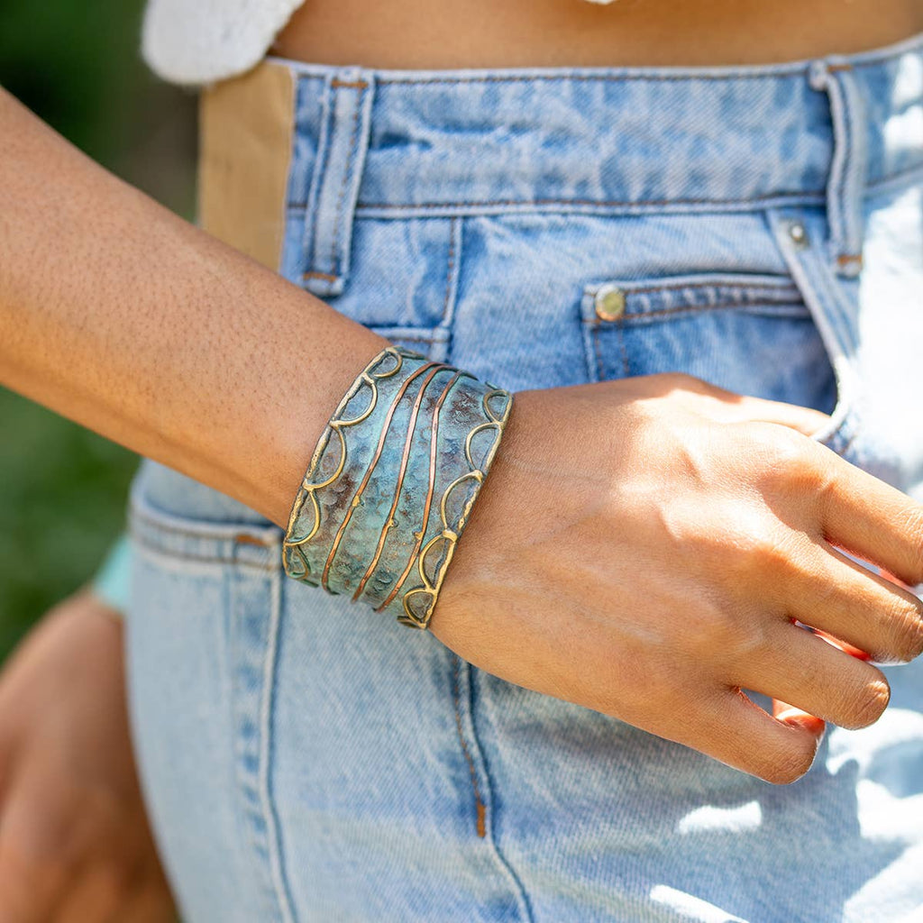 River Brass Patina Cuff Bracelet