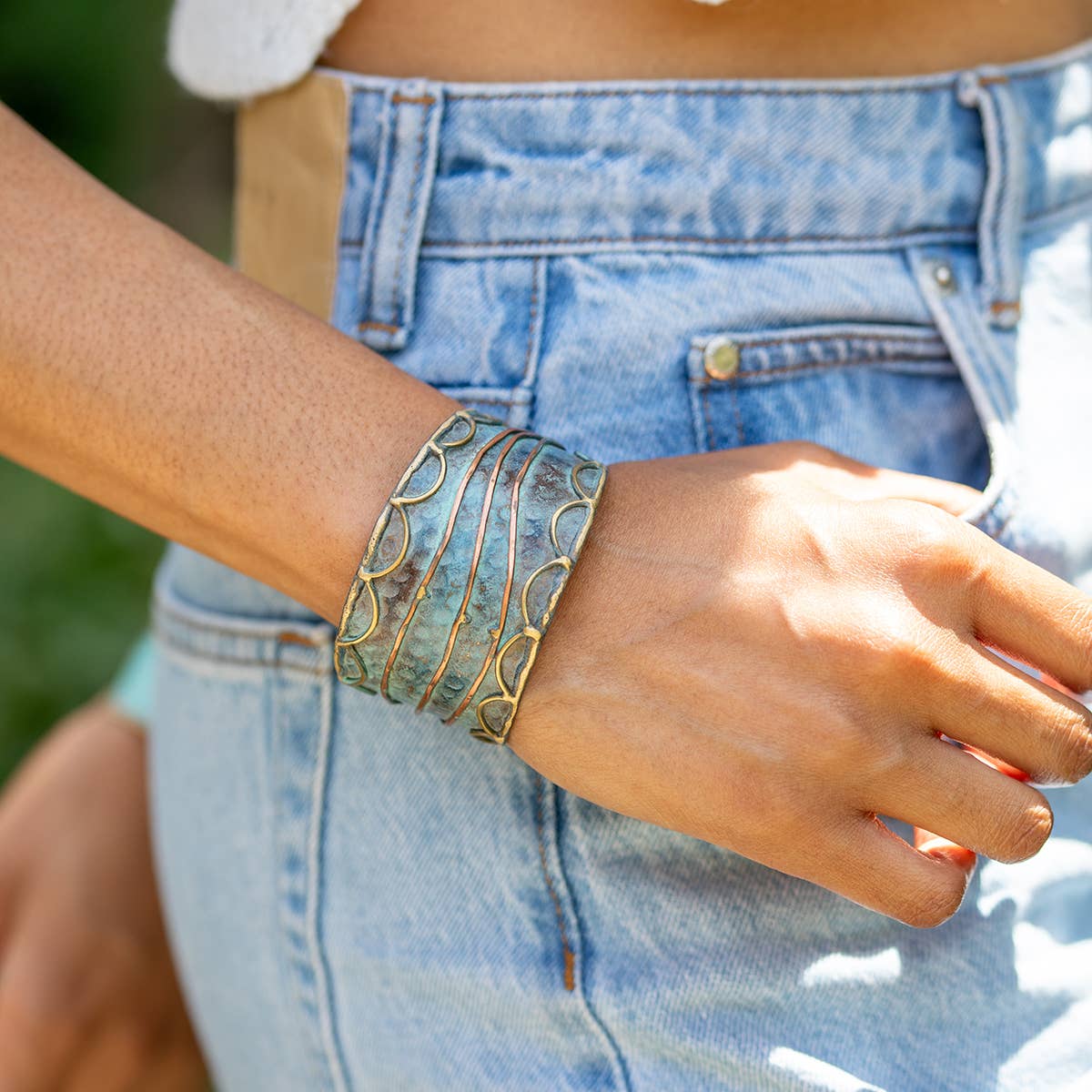 River Brass Patina Cuff Bracelet
