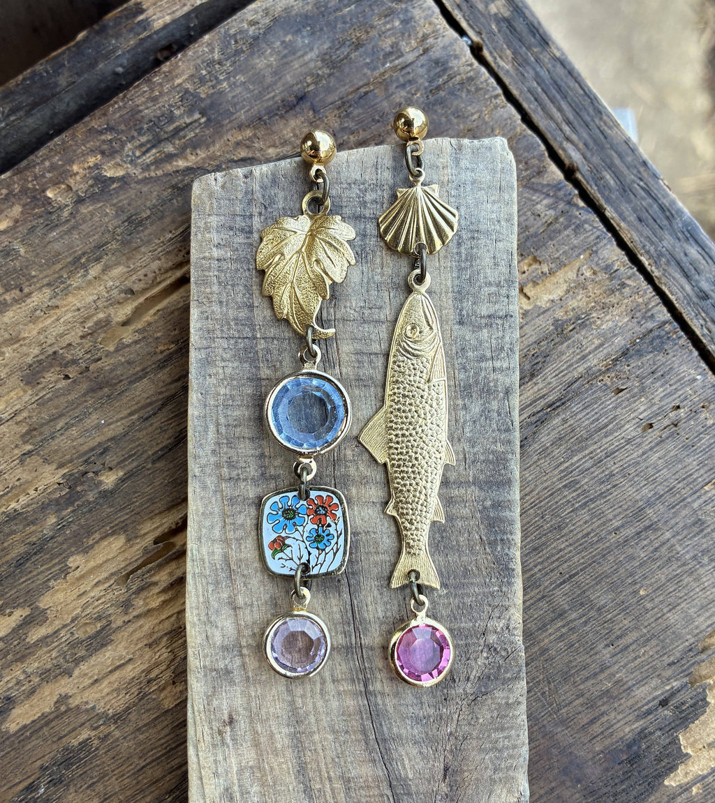 Nature Study Number 2 Vintage Charm Dangles