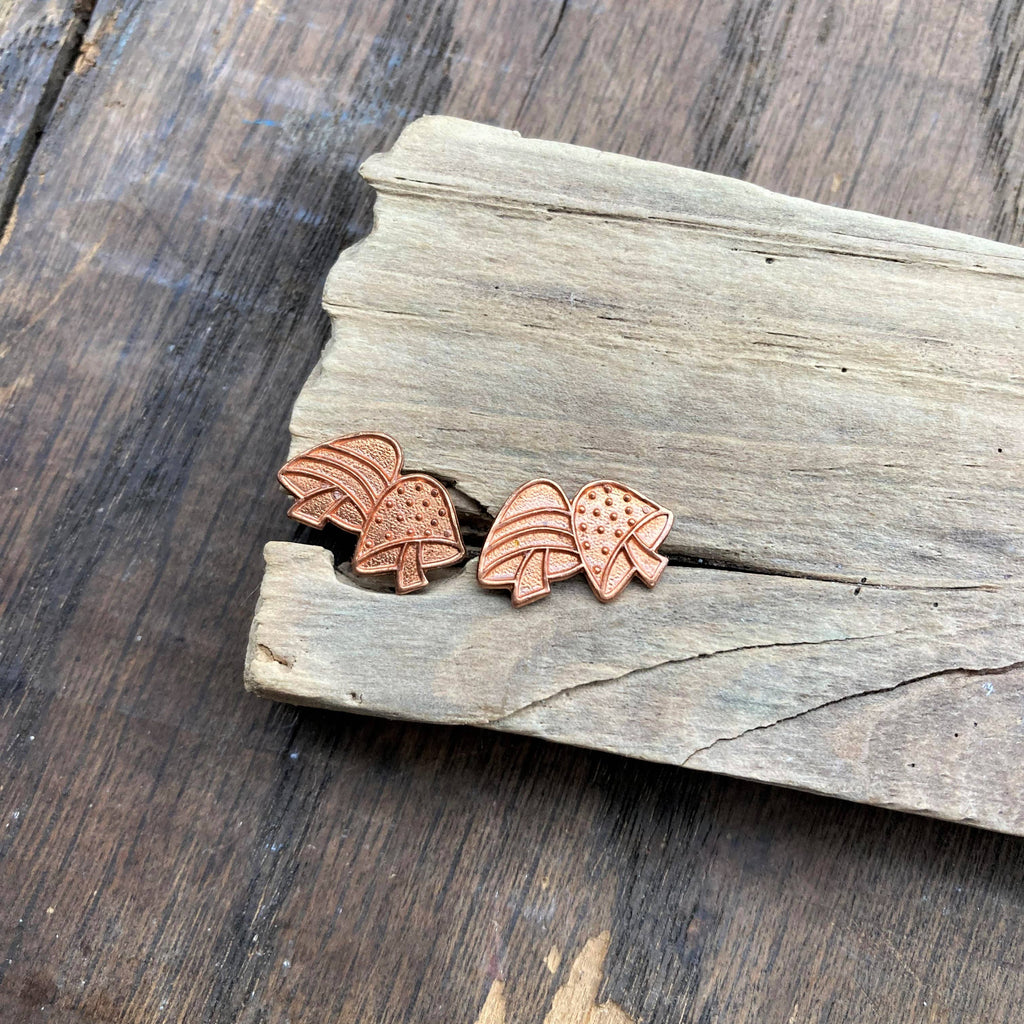 Mini Copper Mushroom Post Earrings