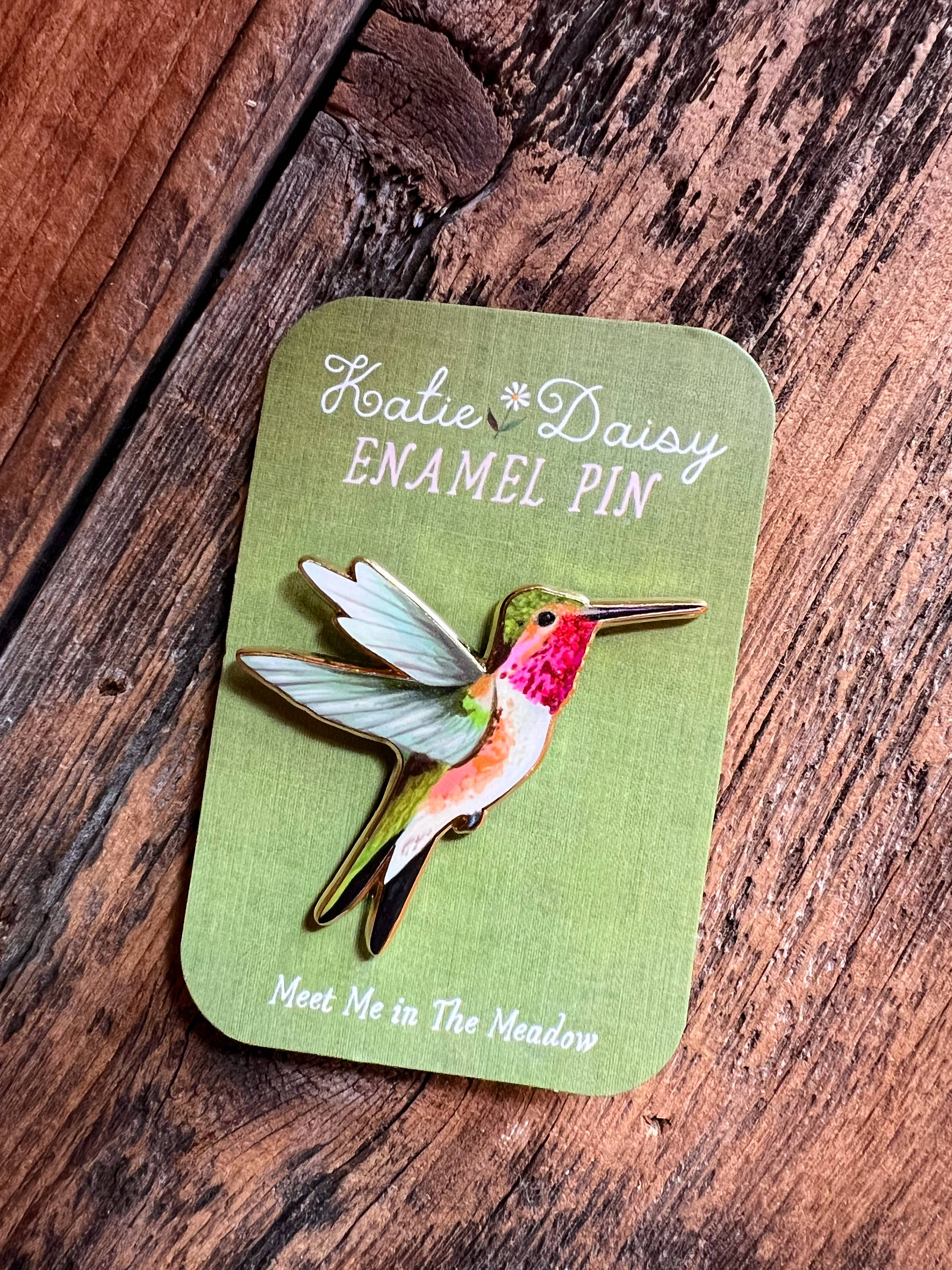 Hummingbird Enamel Pin by Katie Daisy