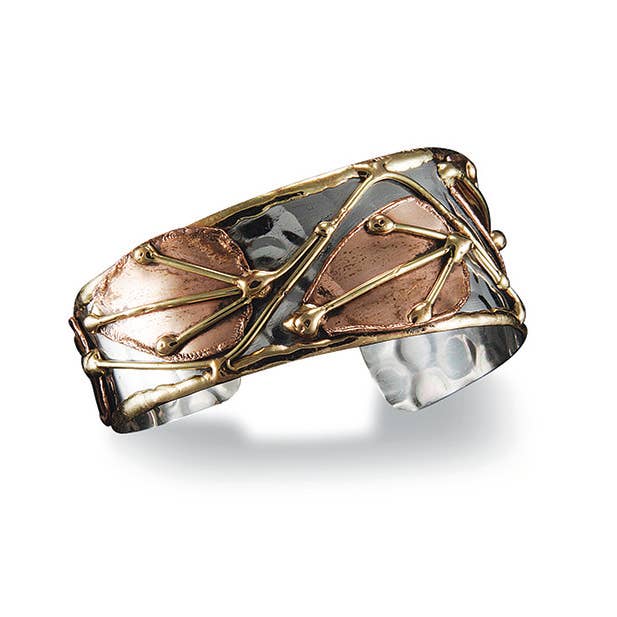 Leaves Mixed Metal Cuff Bracelet