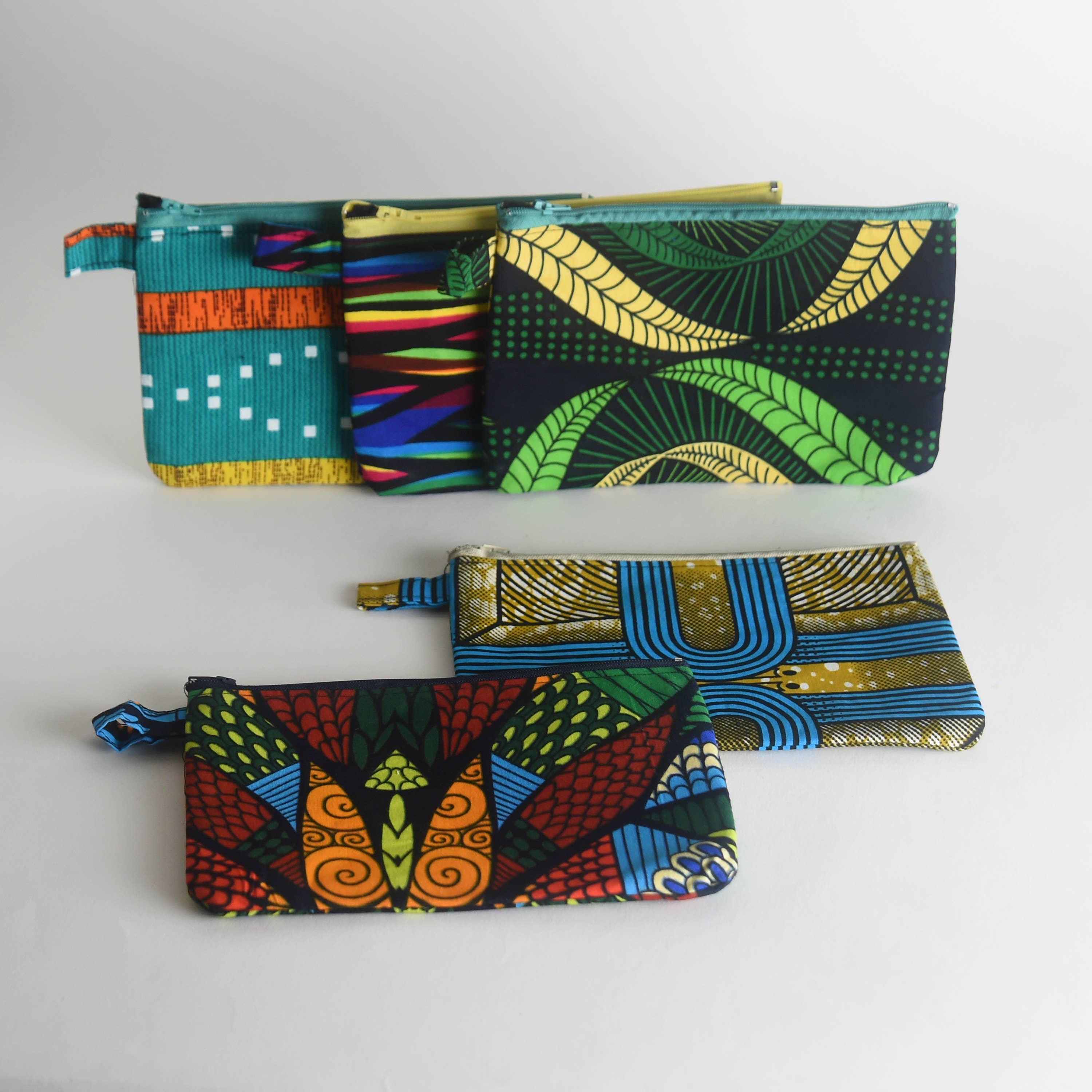 African Textiles Zipper Pouch Set of 5