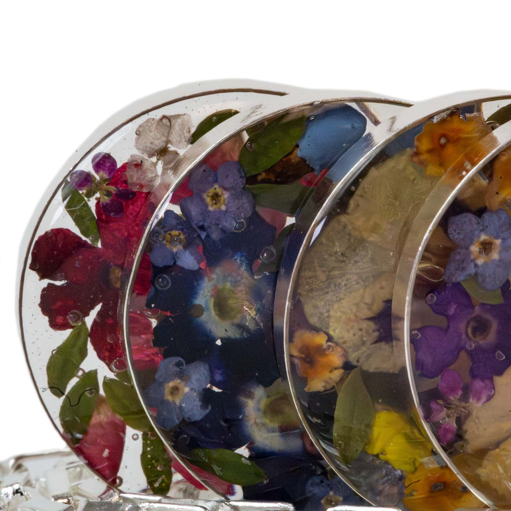 Pressed Flower Bouquet Round Pendant Necklace