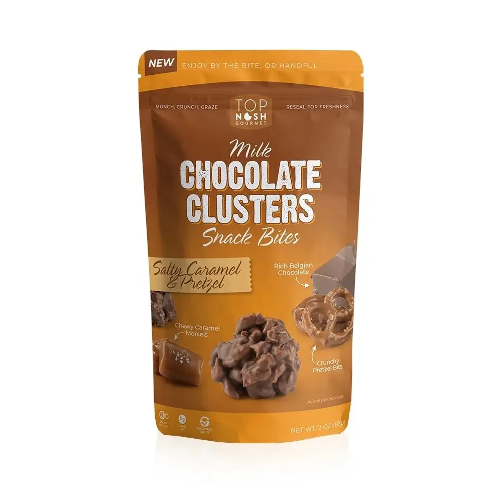 Salty Caramel & Pretzel Milk Chocolate Clusters Snack Bites