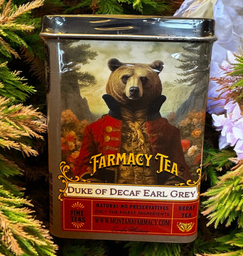 Duke Of Decaf Earl Grey Teddy Bear Travel Tea Tin Tea Bags