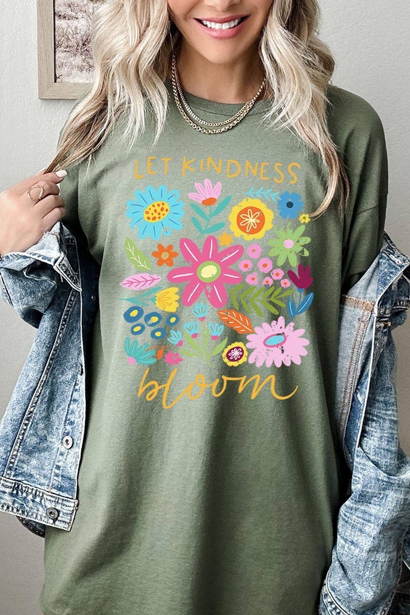 Let Kindness Bloom Floral Graphic Heavy Cotton Tee