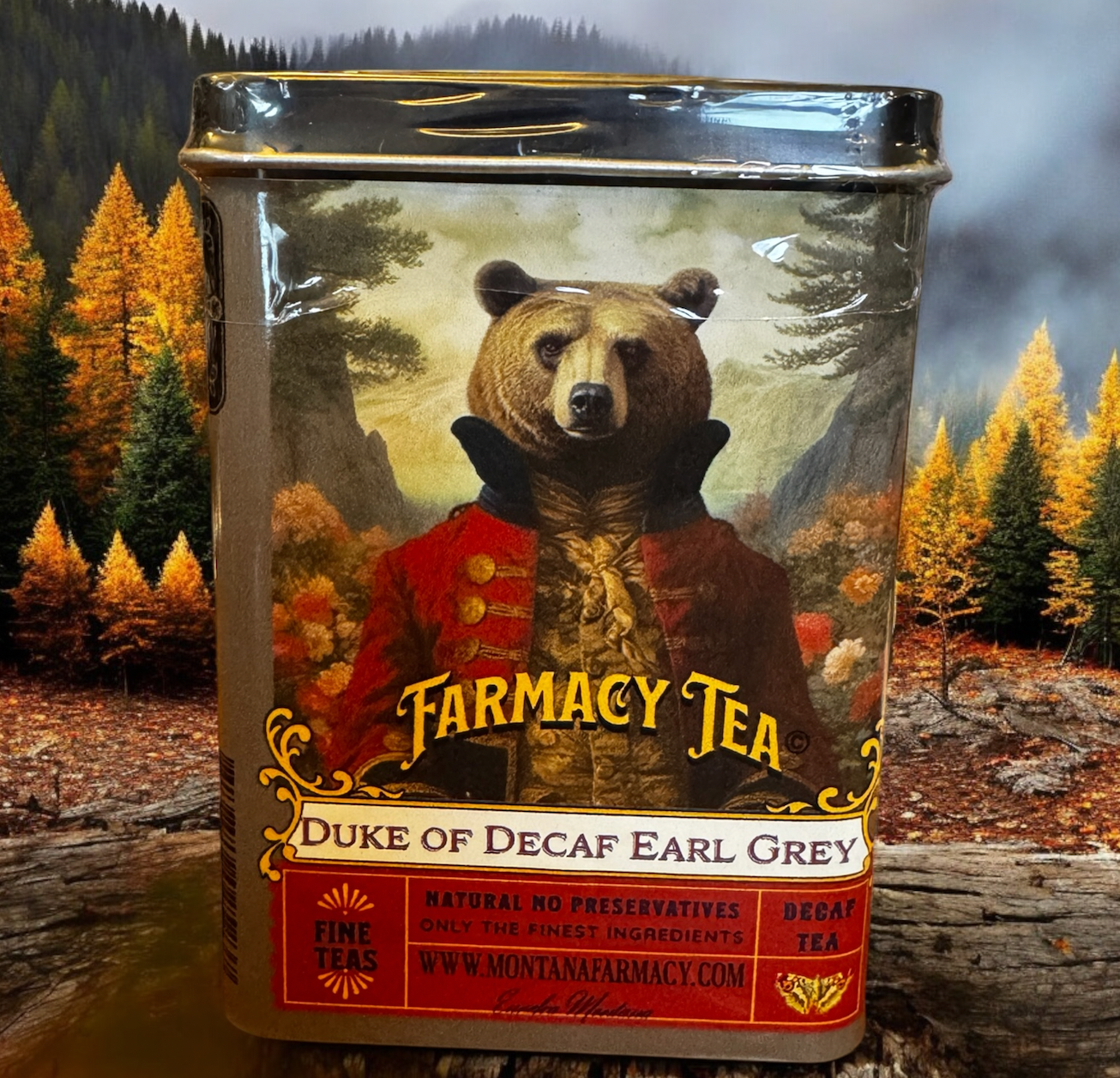 Duke Of Decaf Earl Grey Teddy Bear Travel Tea Tin Tea Bags