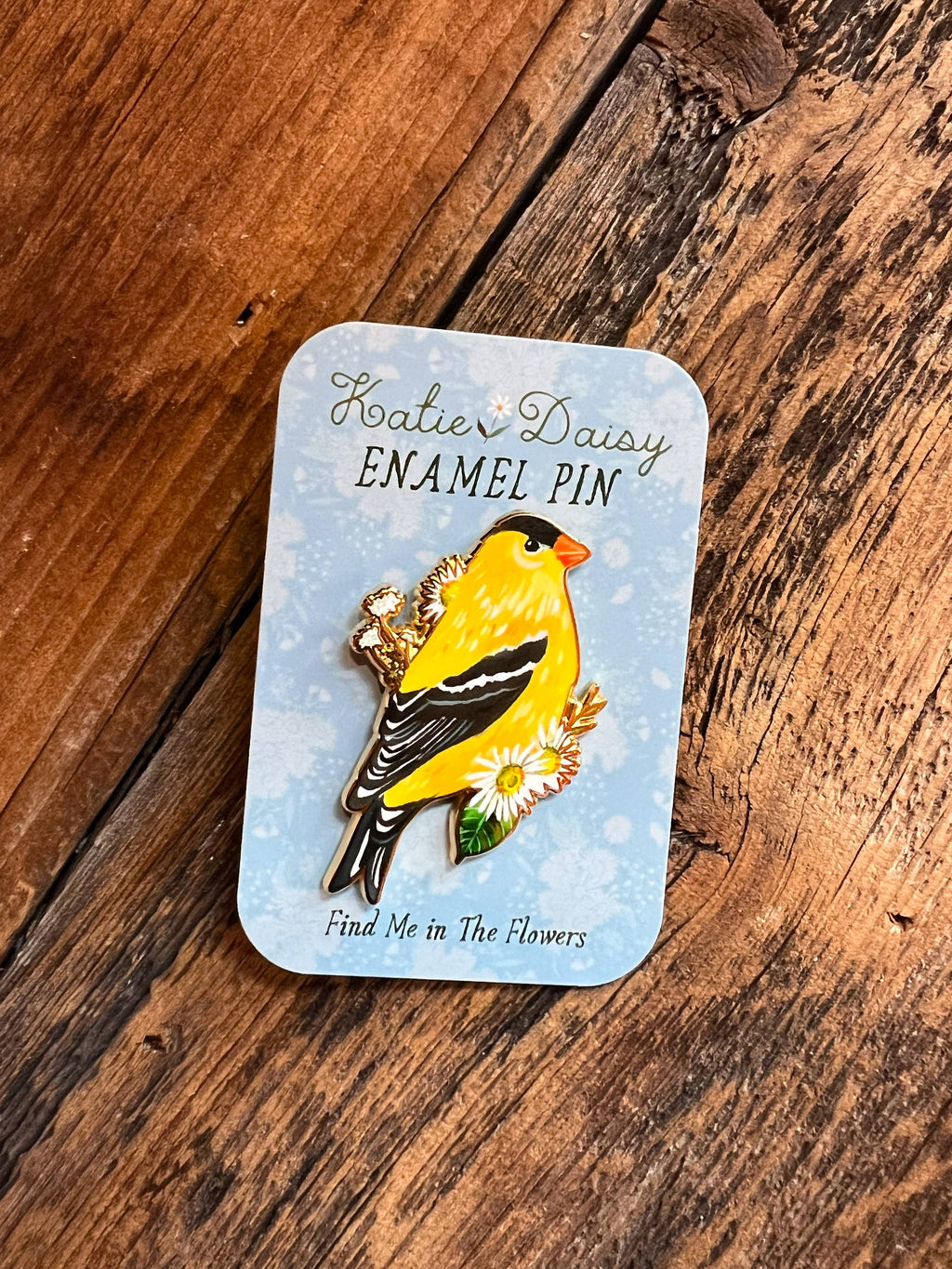 Goldfinch Enamel Pin by Katie Daisy