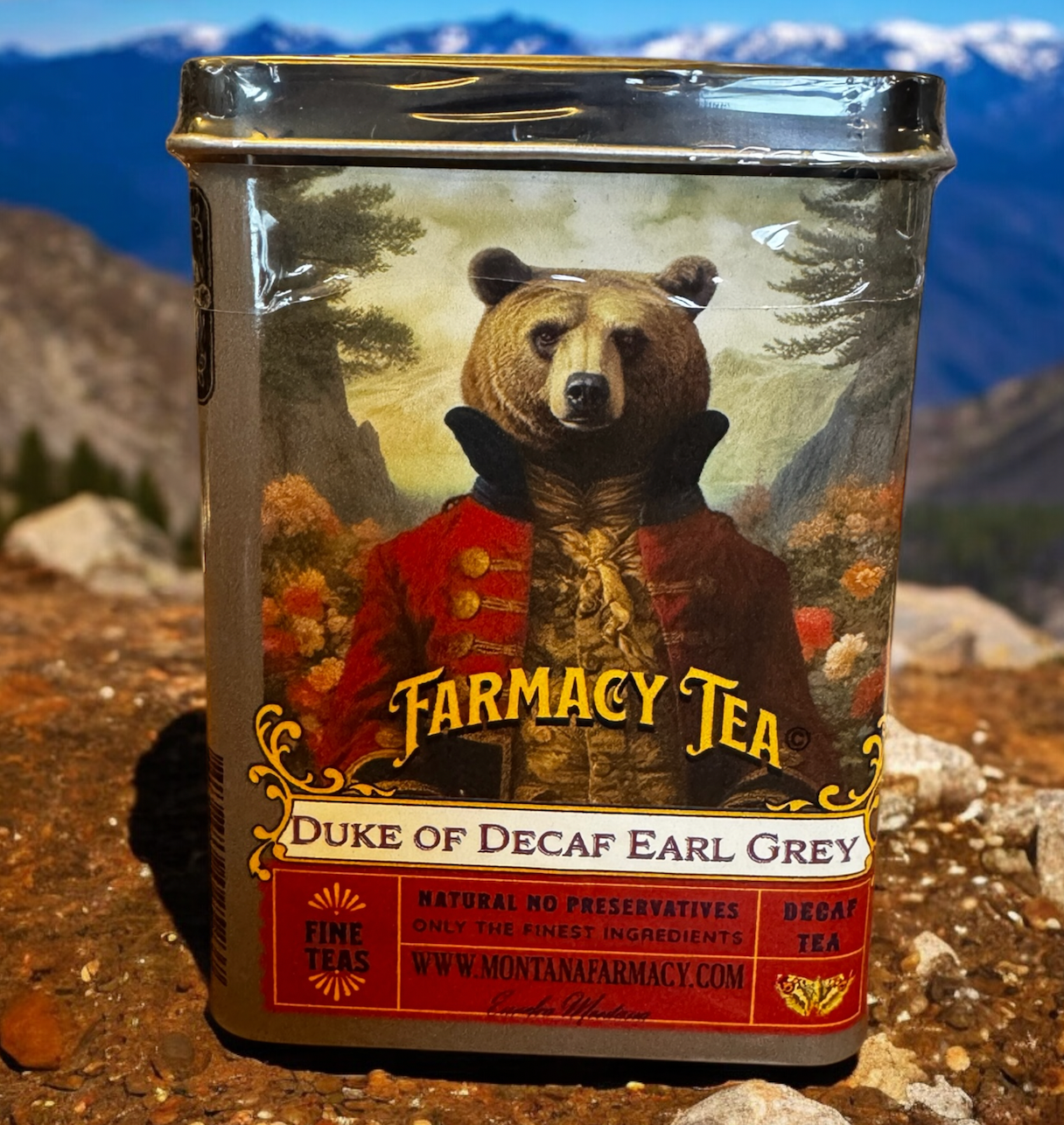 Duke Of Decaf Earl Grey Teddy Bear Travel Tea Tin Tea Bags