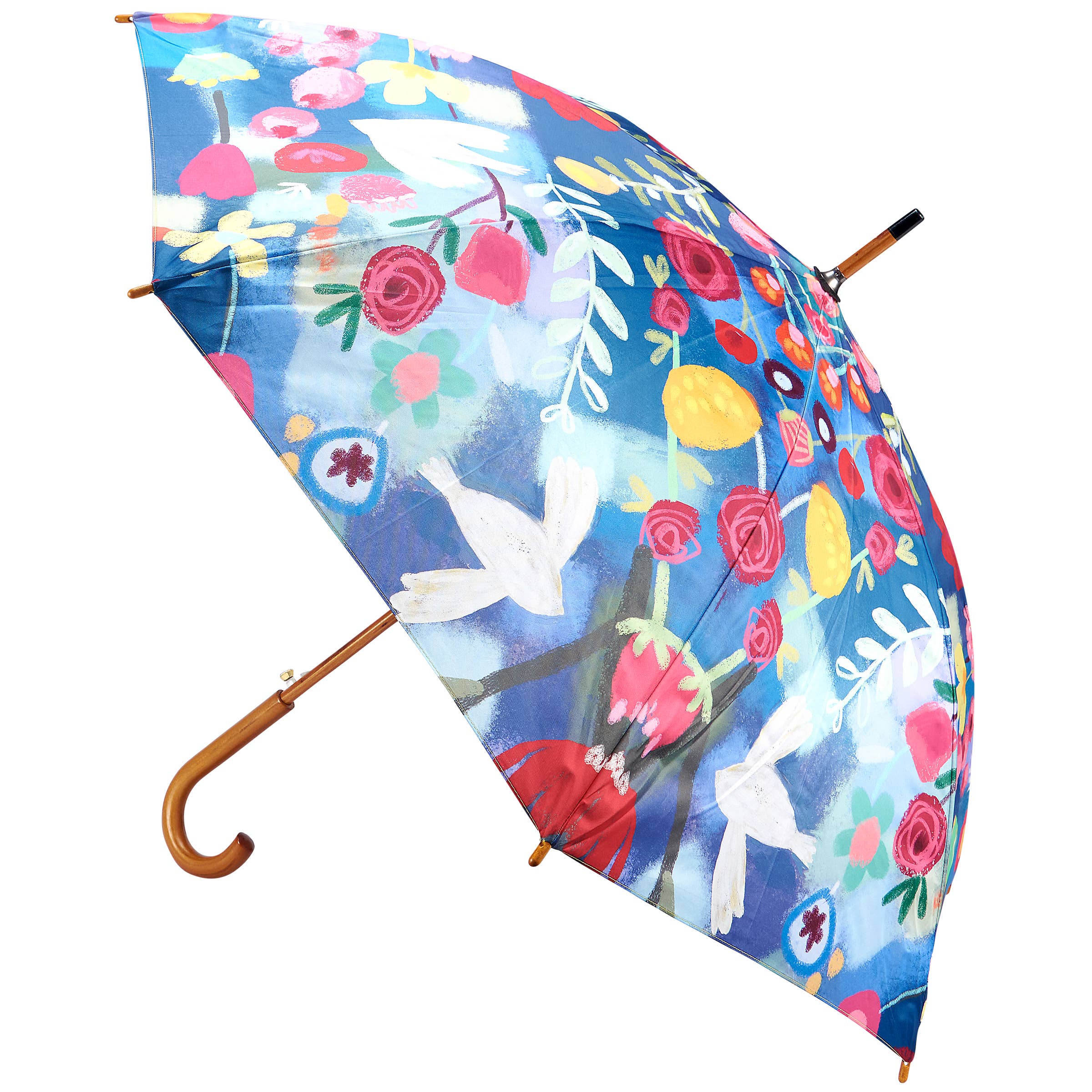 Blue Floral Umbrella