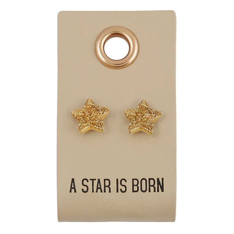 Star | Leather Tag  Earrings