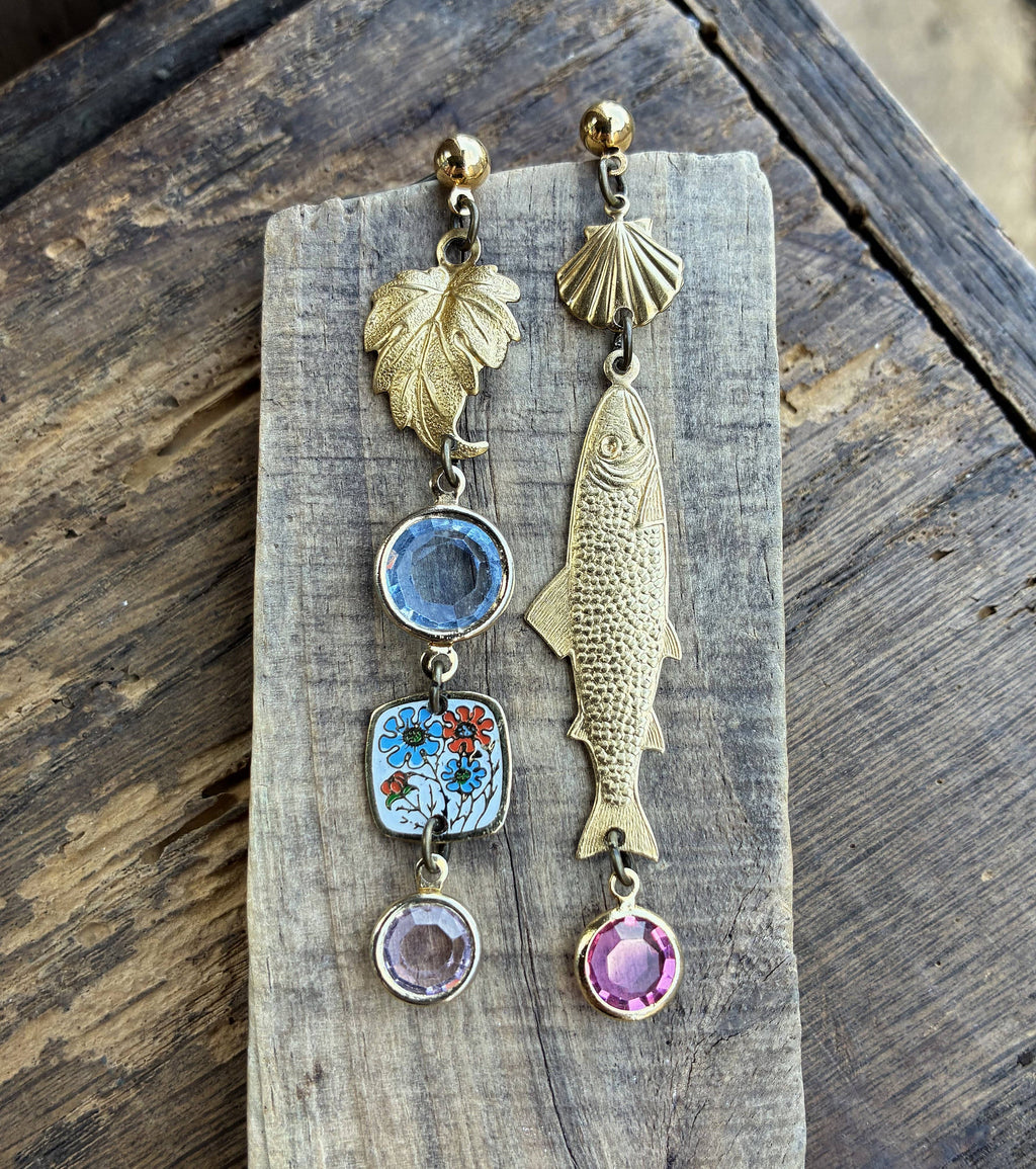 Nature Study Number 2 Vintage Charm Dangles