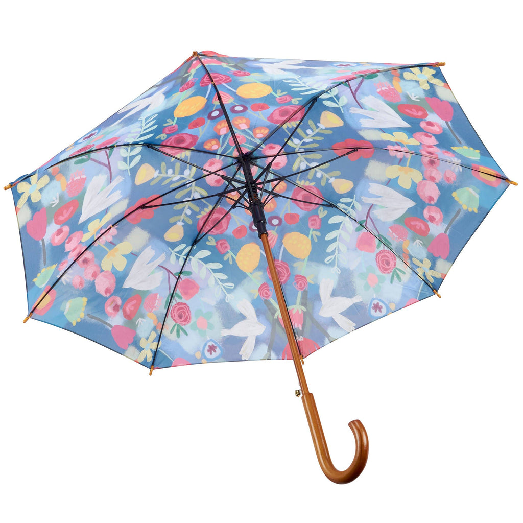 Blue Floral Umbrella