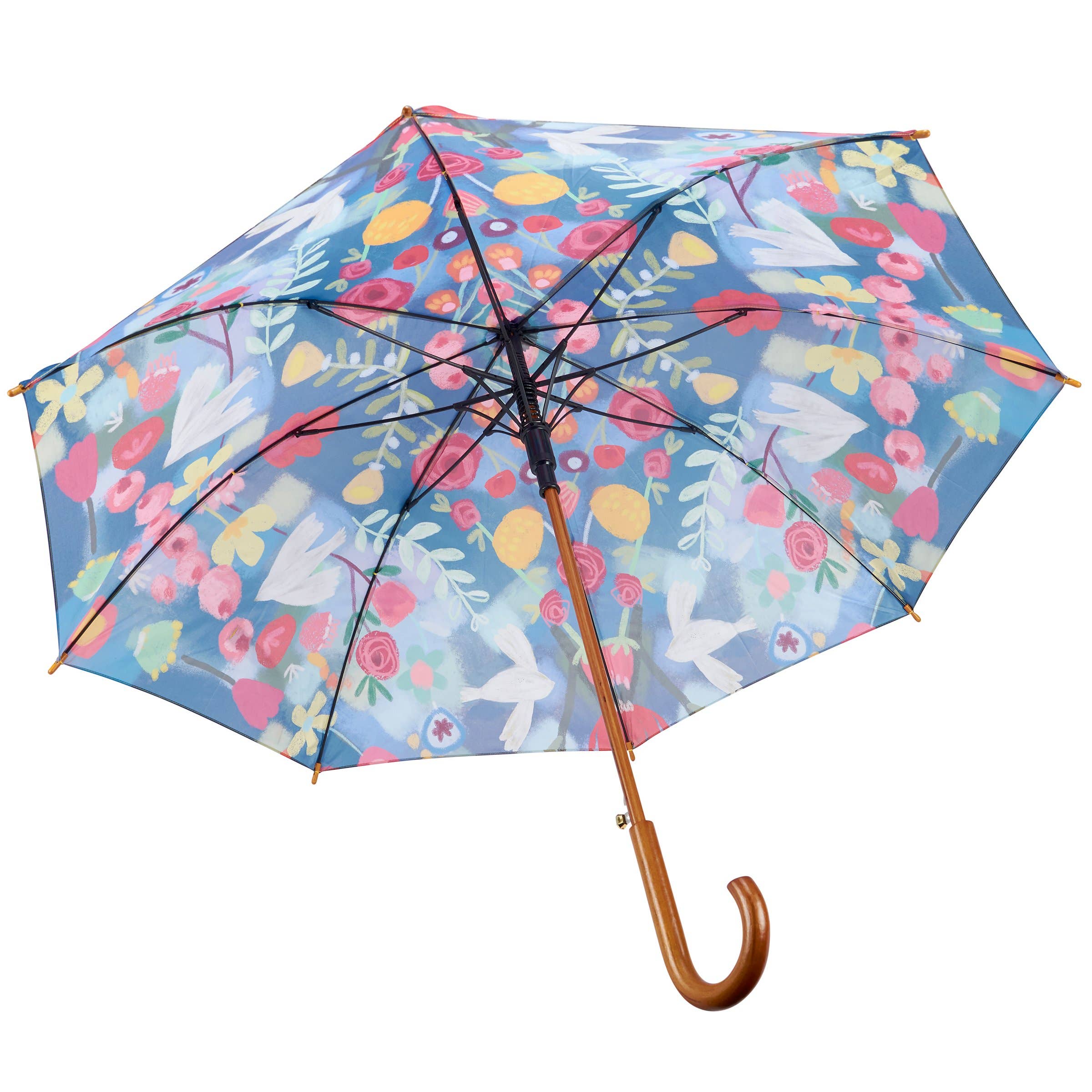 Blue Floral Umbrella