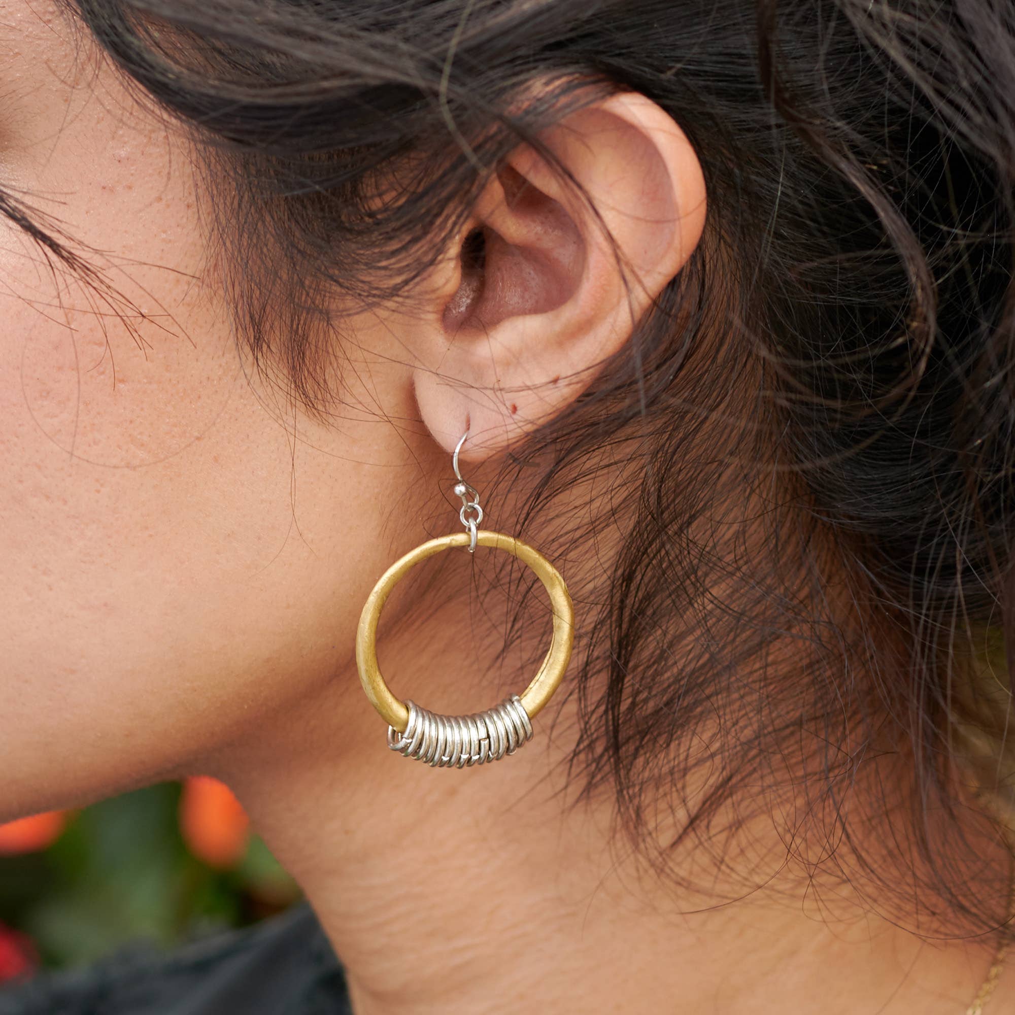 Gold Dangling Circlet Hoops