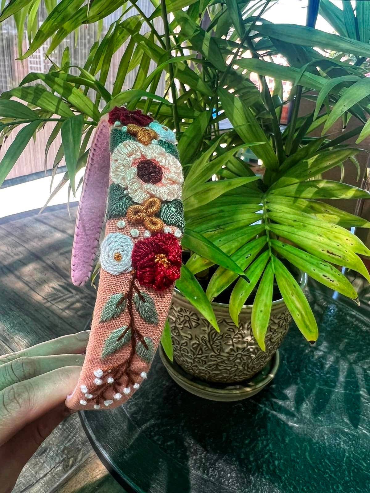3D Floral Embroidered Headband