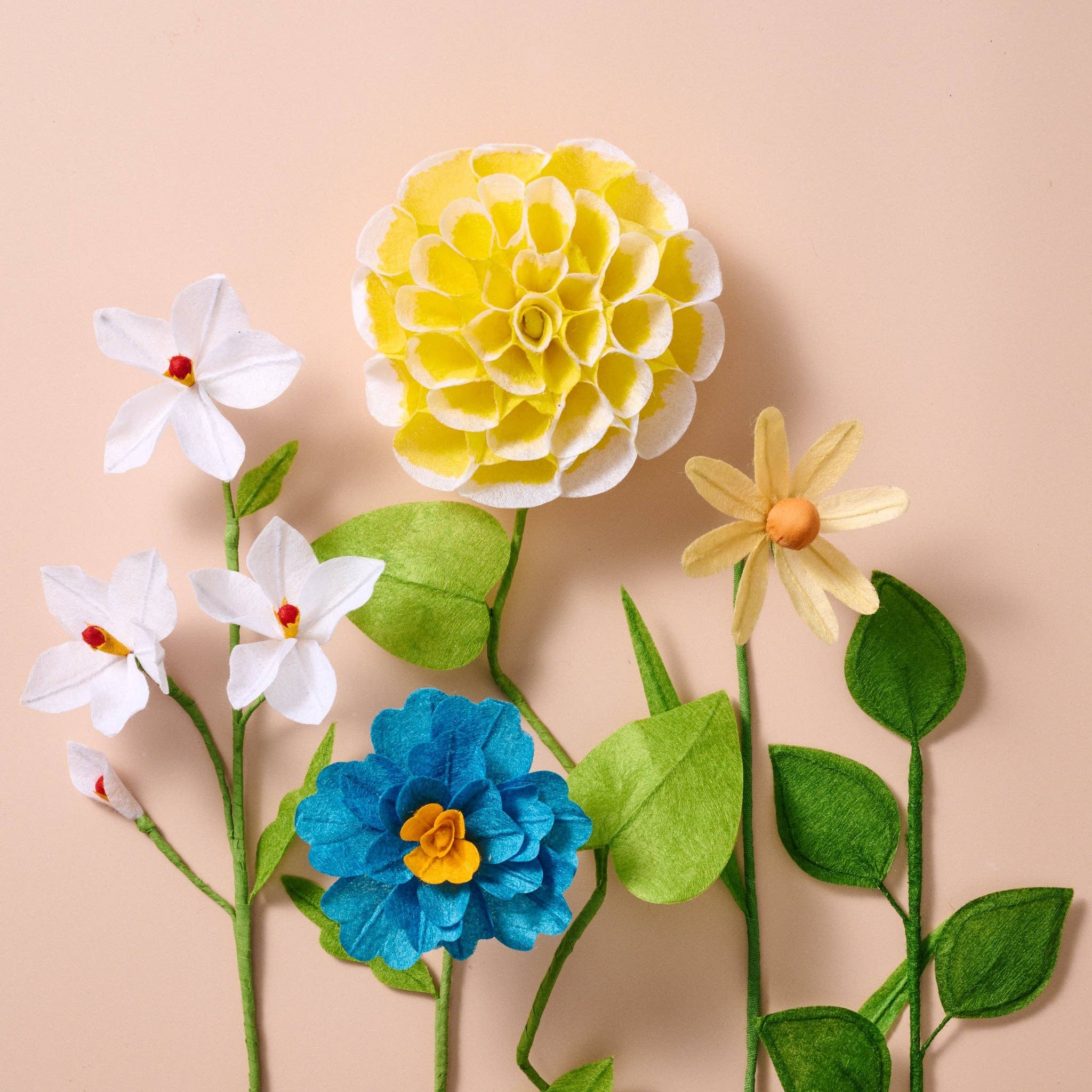Silk Paper Dahlia Flowers - Yellow