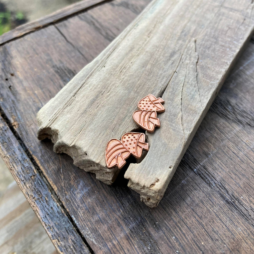 Mini Copper Mushroom Post Earrings