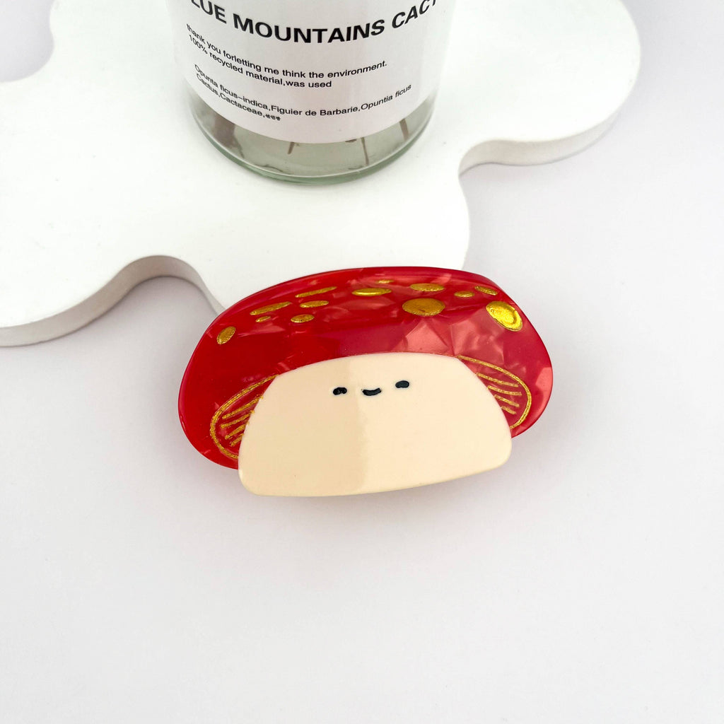 Smiling Happy Mushroom Acetate Hair Claw Clip