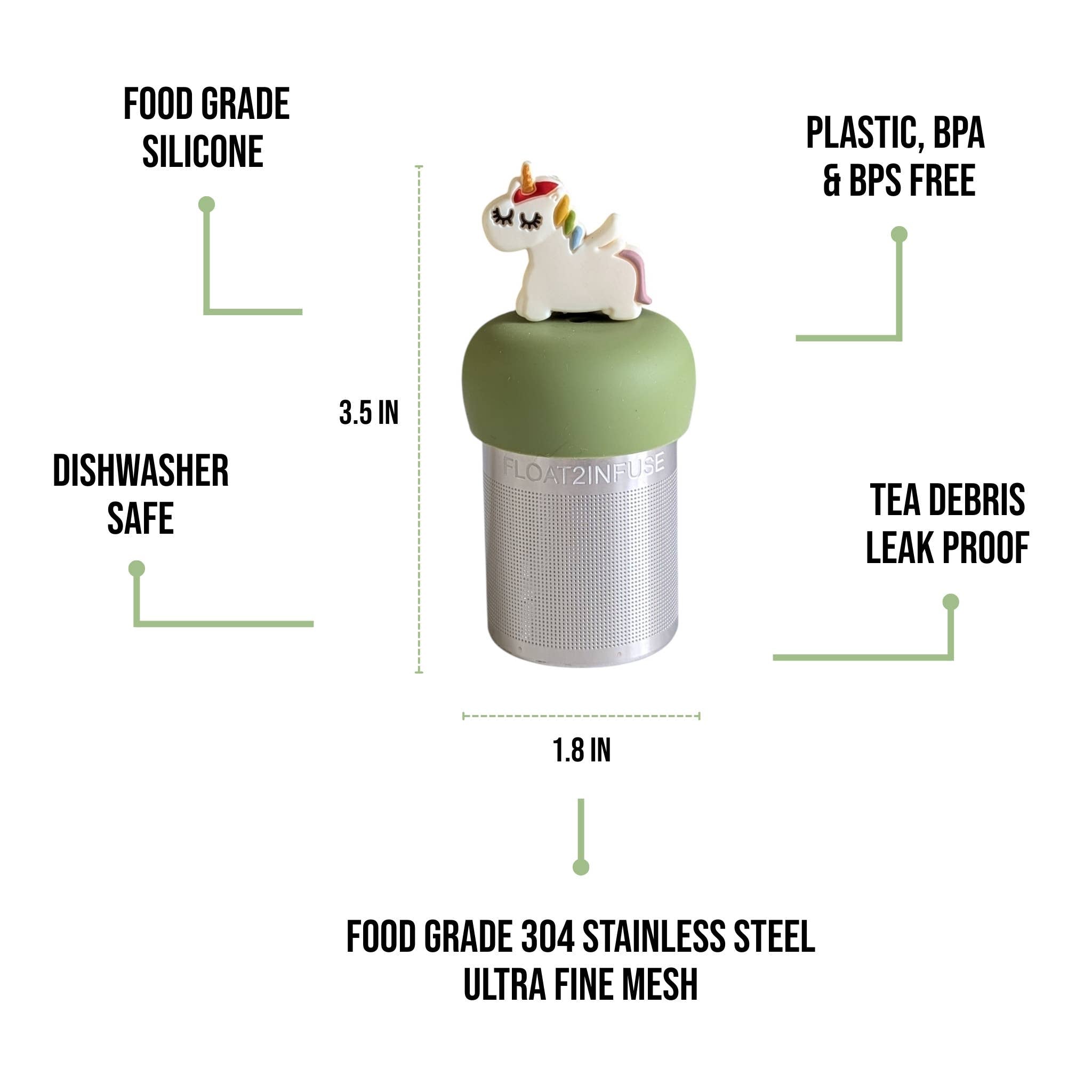 Rainbow Unicorn | Floating Tea Steeper | Green Base | White