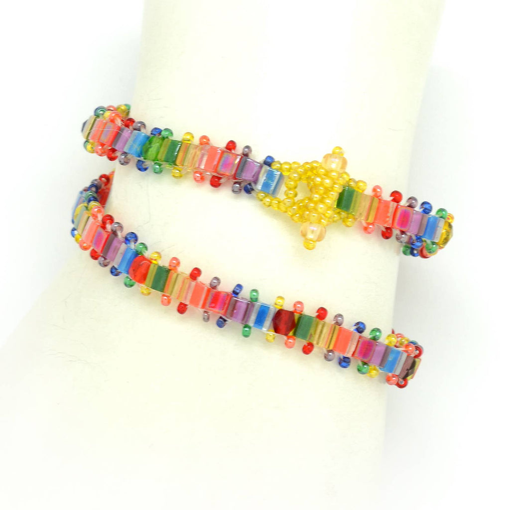 Stackable Beaded Rainbow Bracelets with Glass Beads