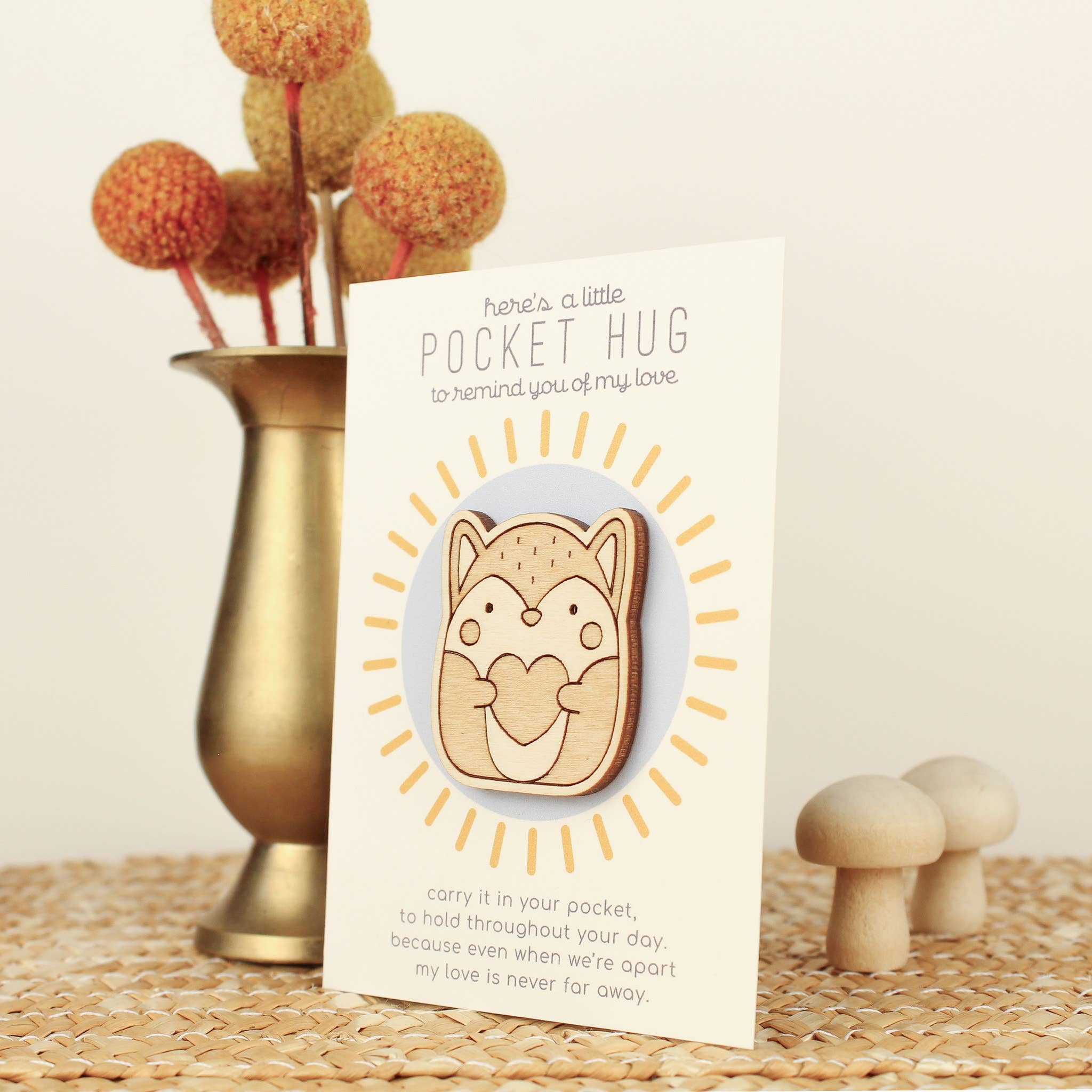 Fox Wooden Pocket Hug
