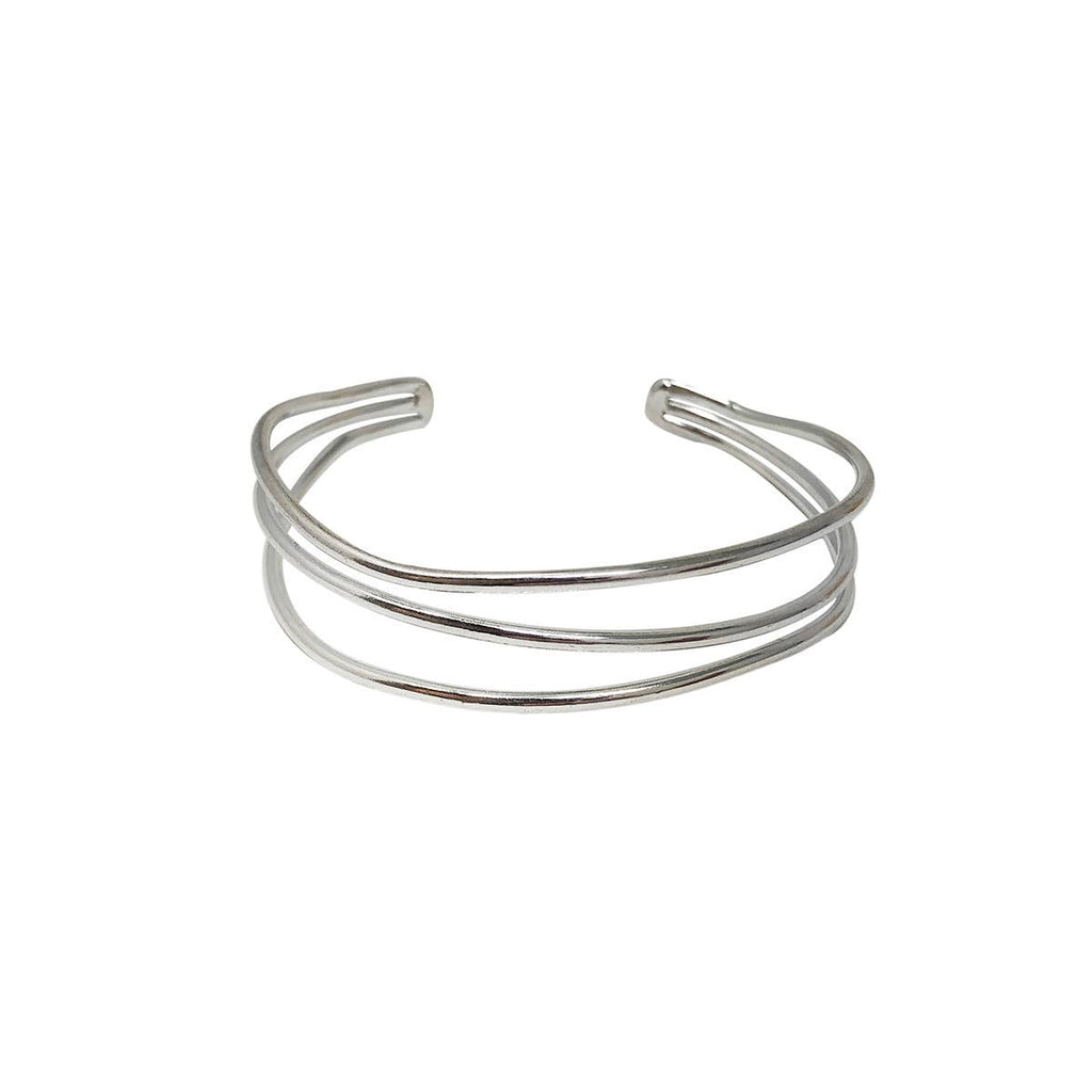 Silver Layered Waves Cuff