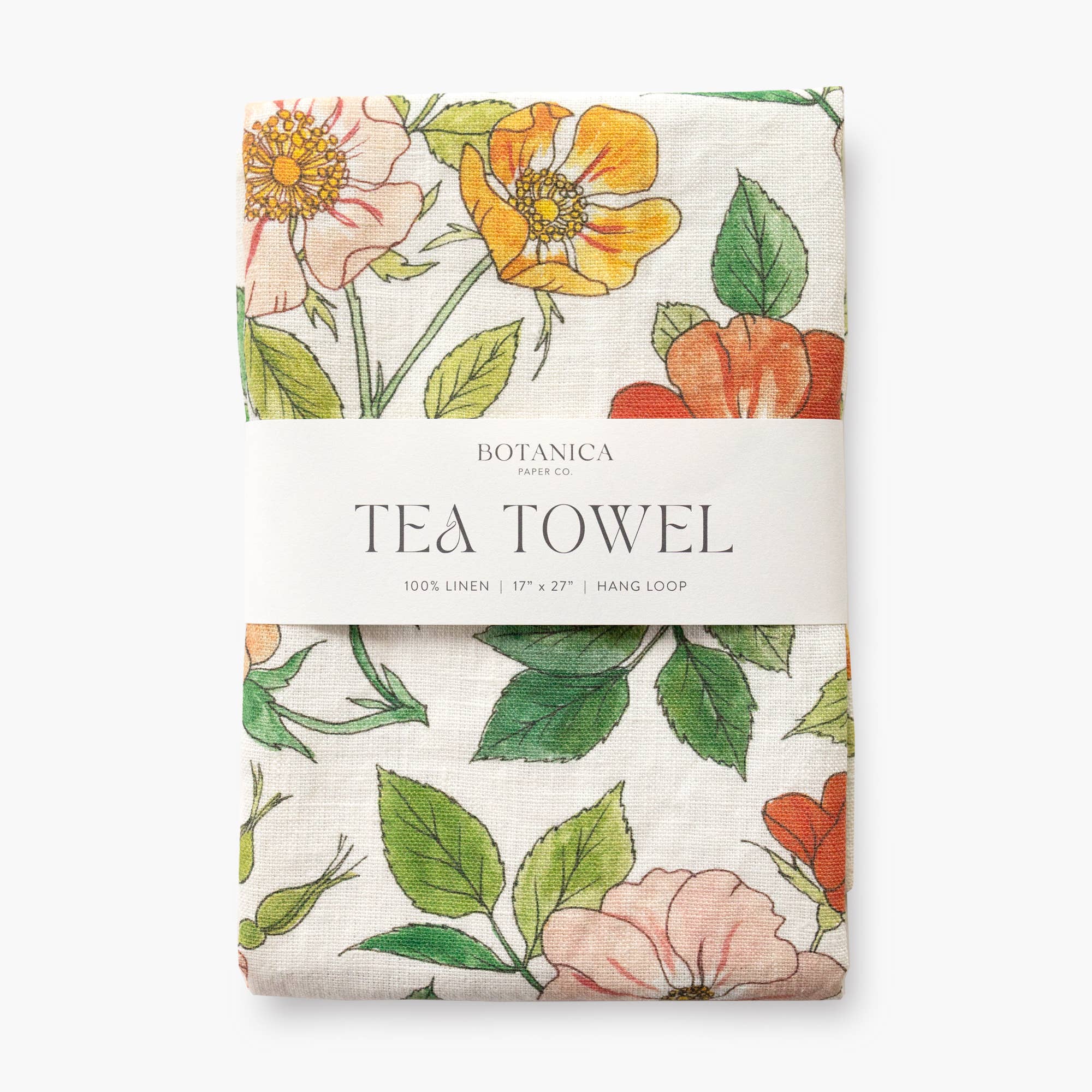 Linen Tea Towel Wild Roses
