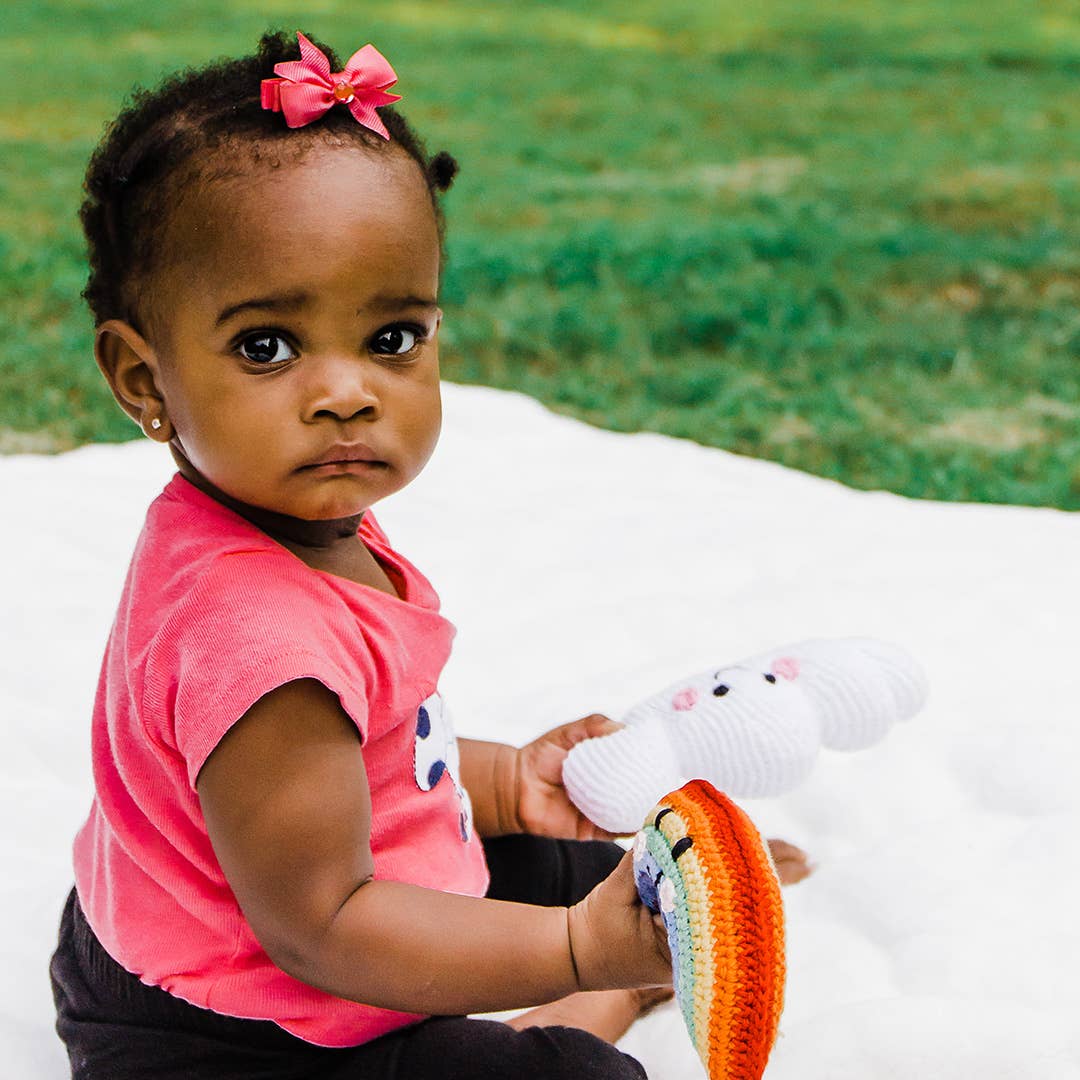 Rainbow Rattle – Handmade Organic Cotton Baby Toy