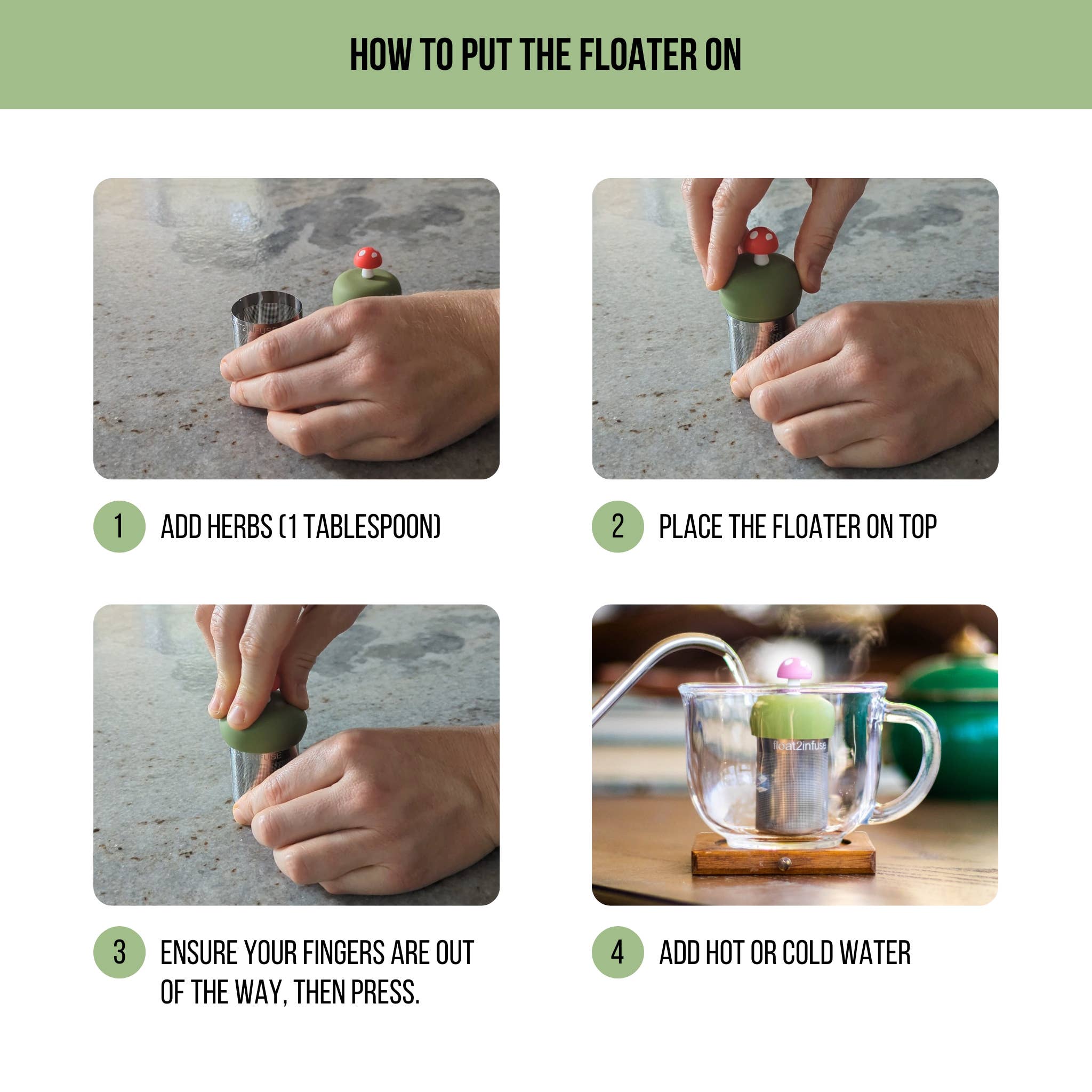 Red Cardinal | Floating Tea Infuser | Green Base | Red Bird