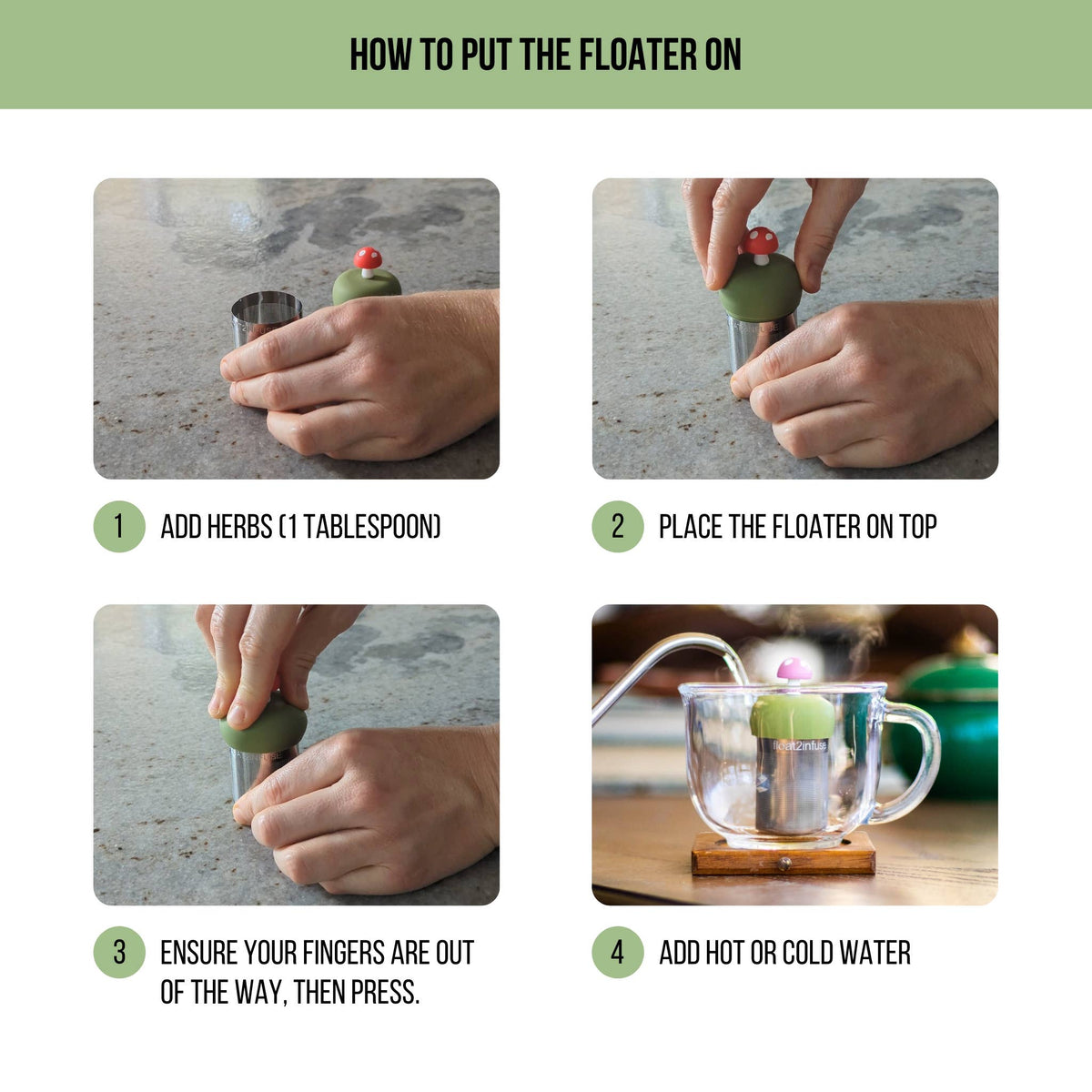 Otter | Floating Tea Steeper | Green Base | Brown Otter