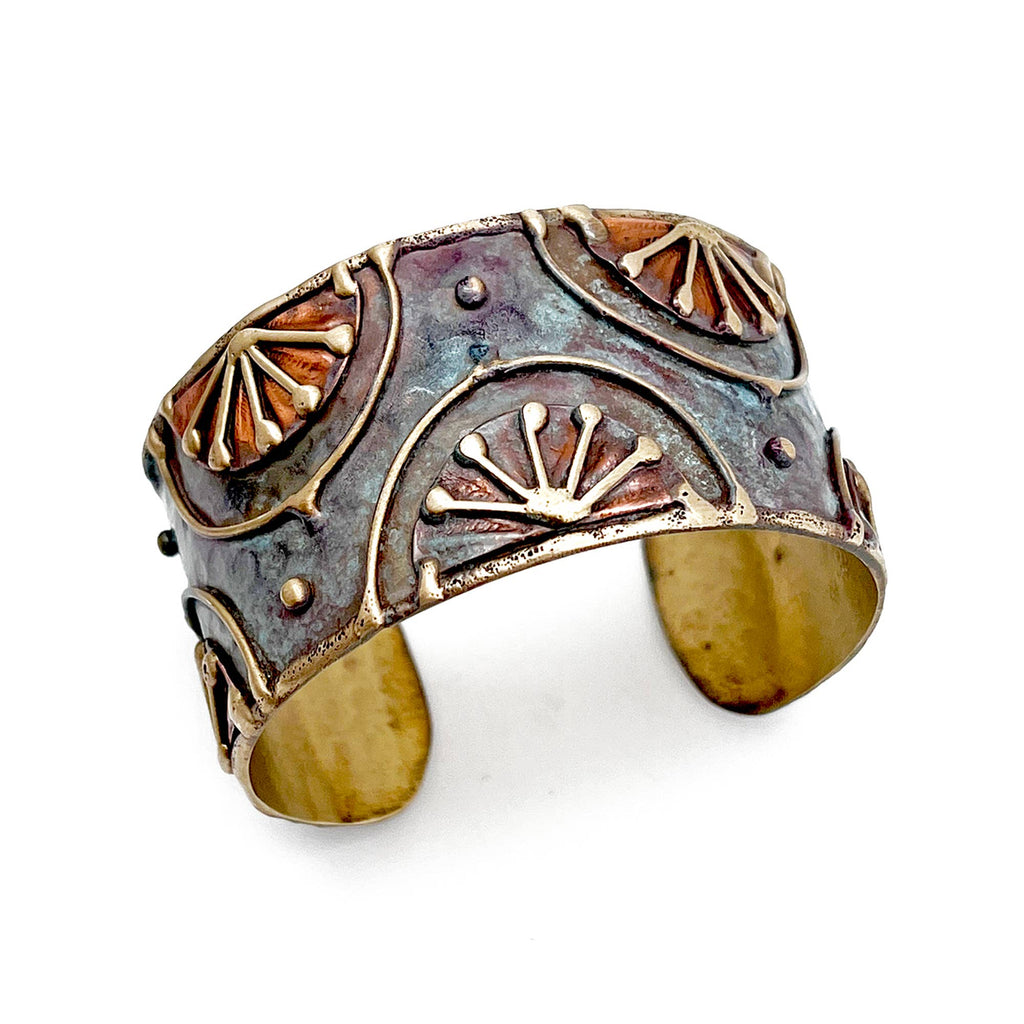 Rising Sun Brass Patina Cuff Bracelet