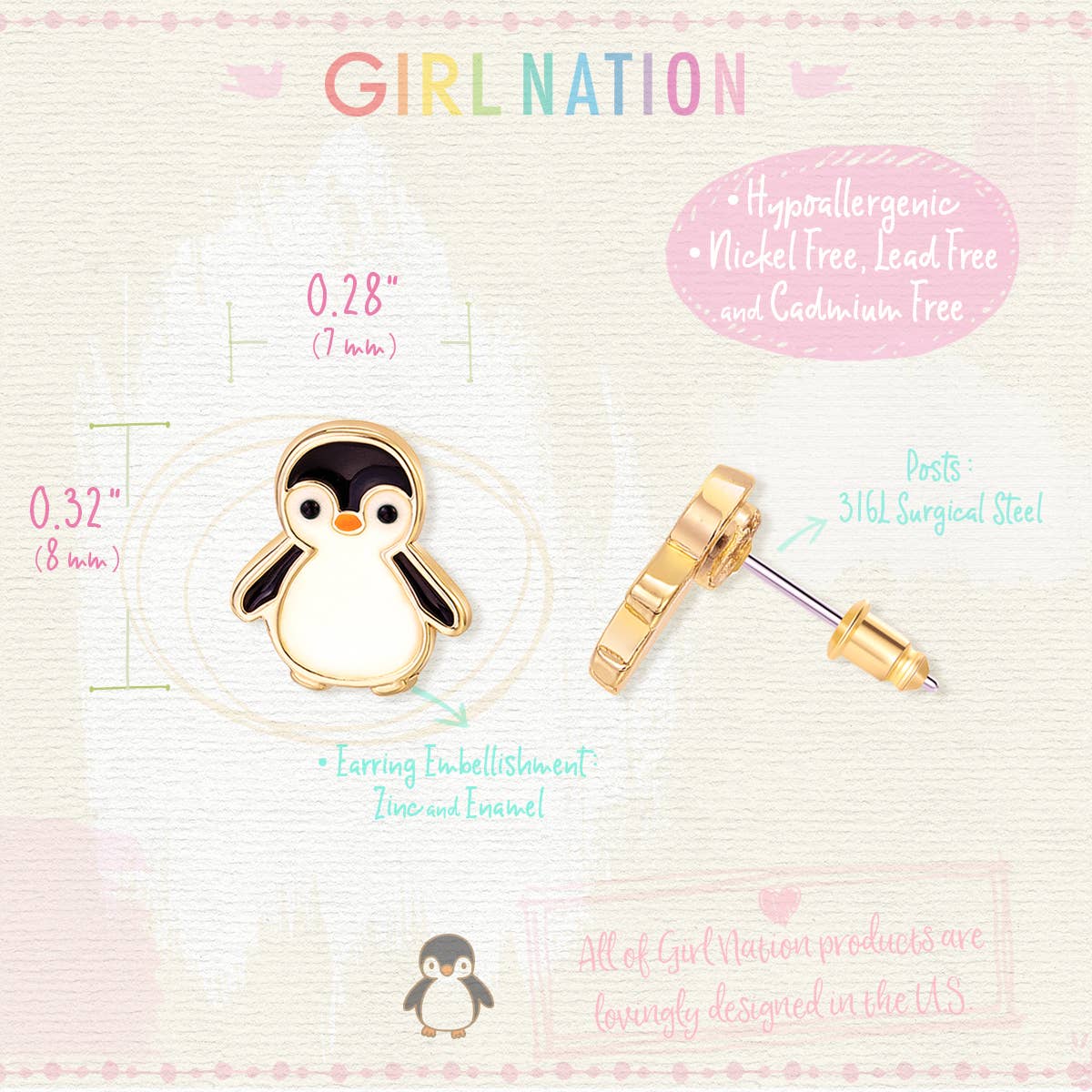 Penguin Stud Earrings