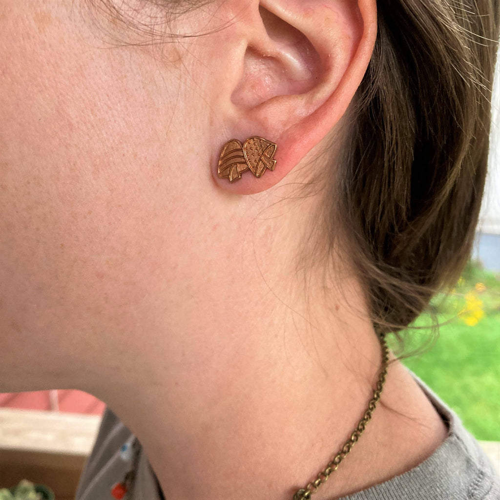 Mini Copper Mushroom Post Earrings
