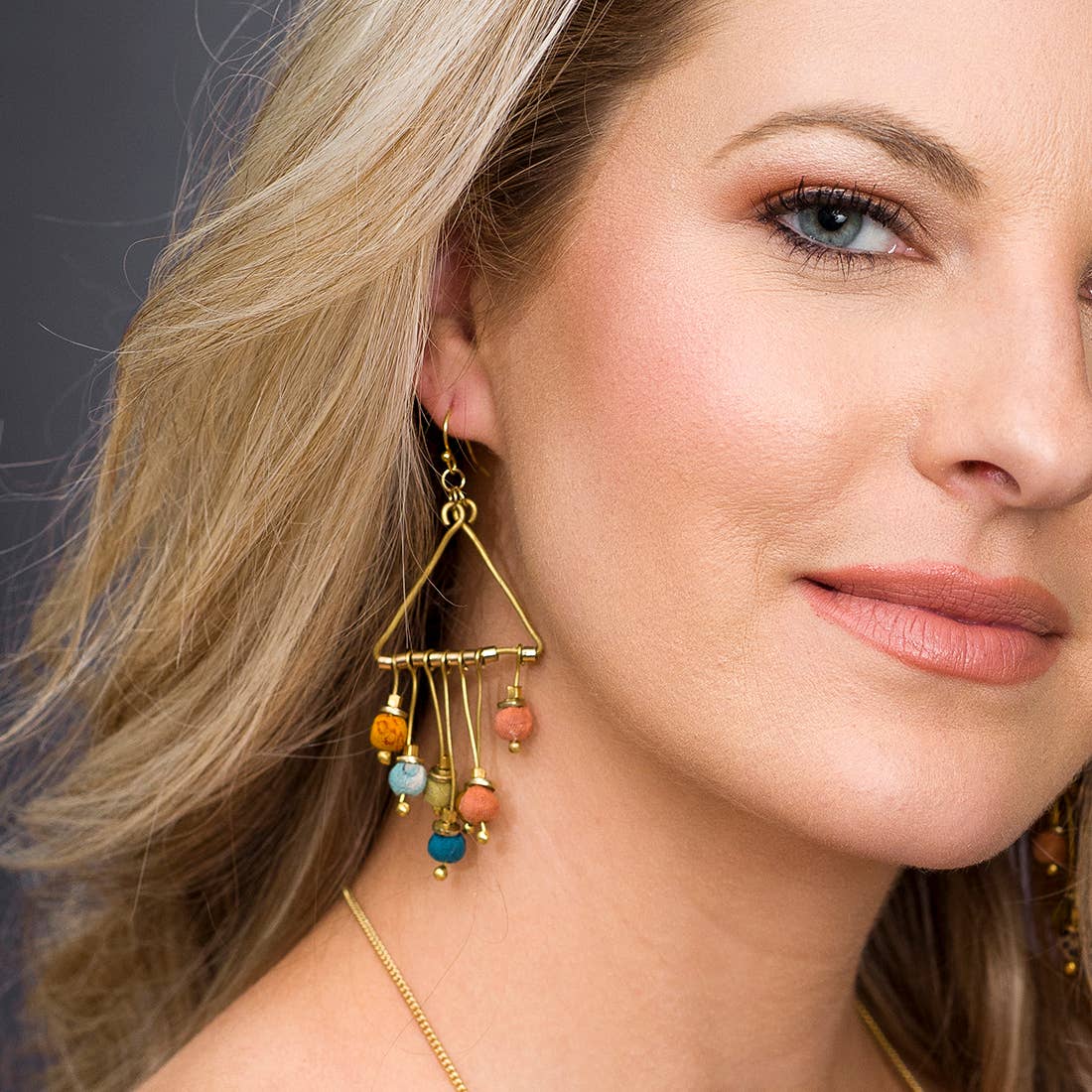 Kantha Dangling Beads Earrings