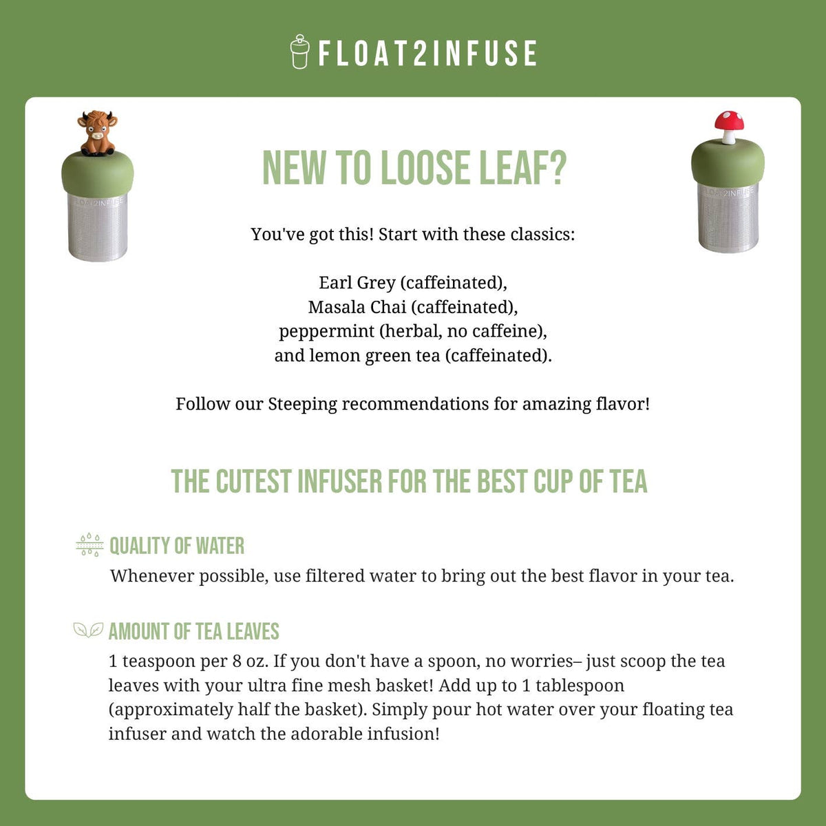 2D Highland Cow | Floating Tea Steeper | Green Base | Blonde