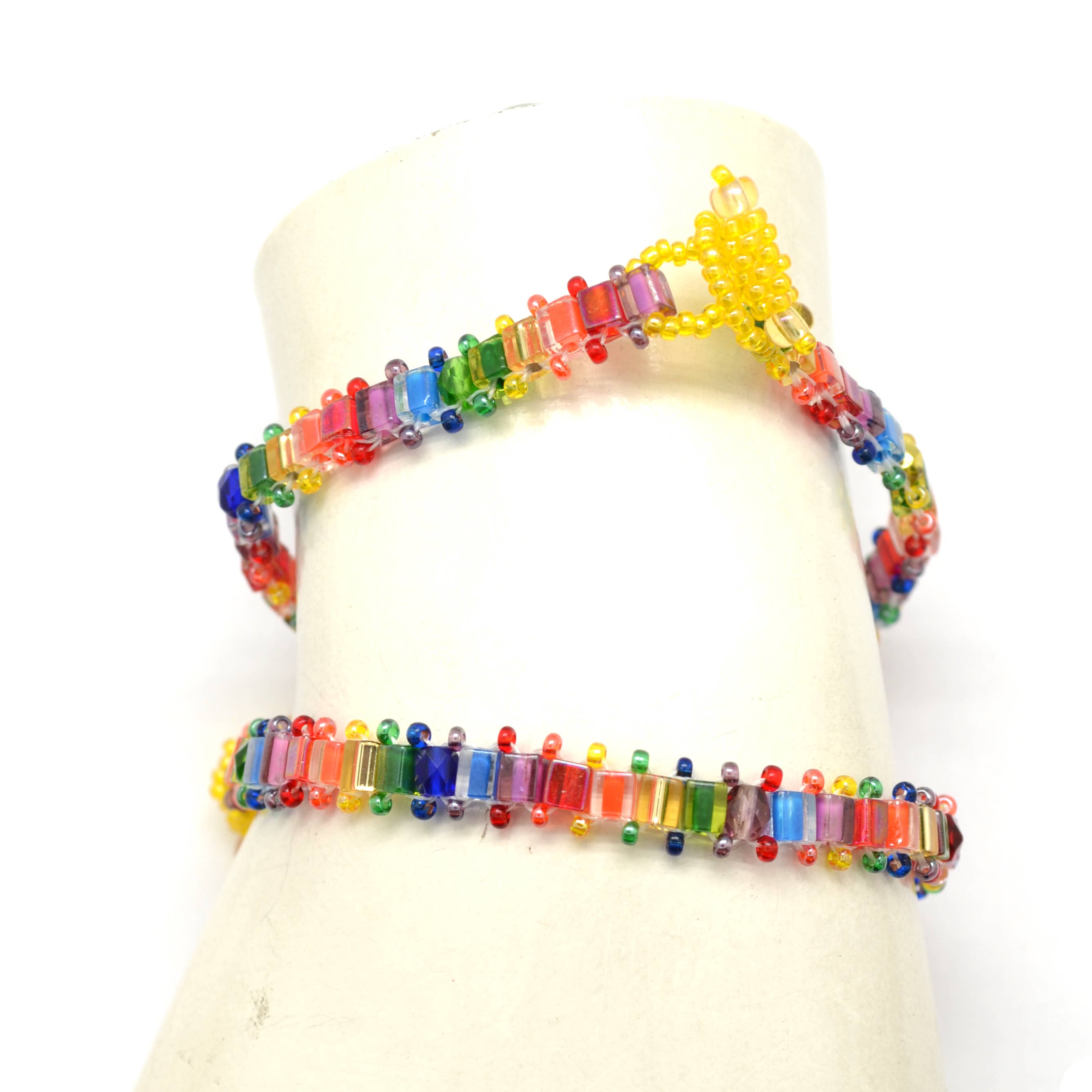 Stackable Beaded Rainbow Bracelets with Glass Beads