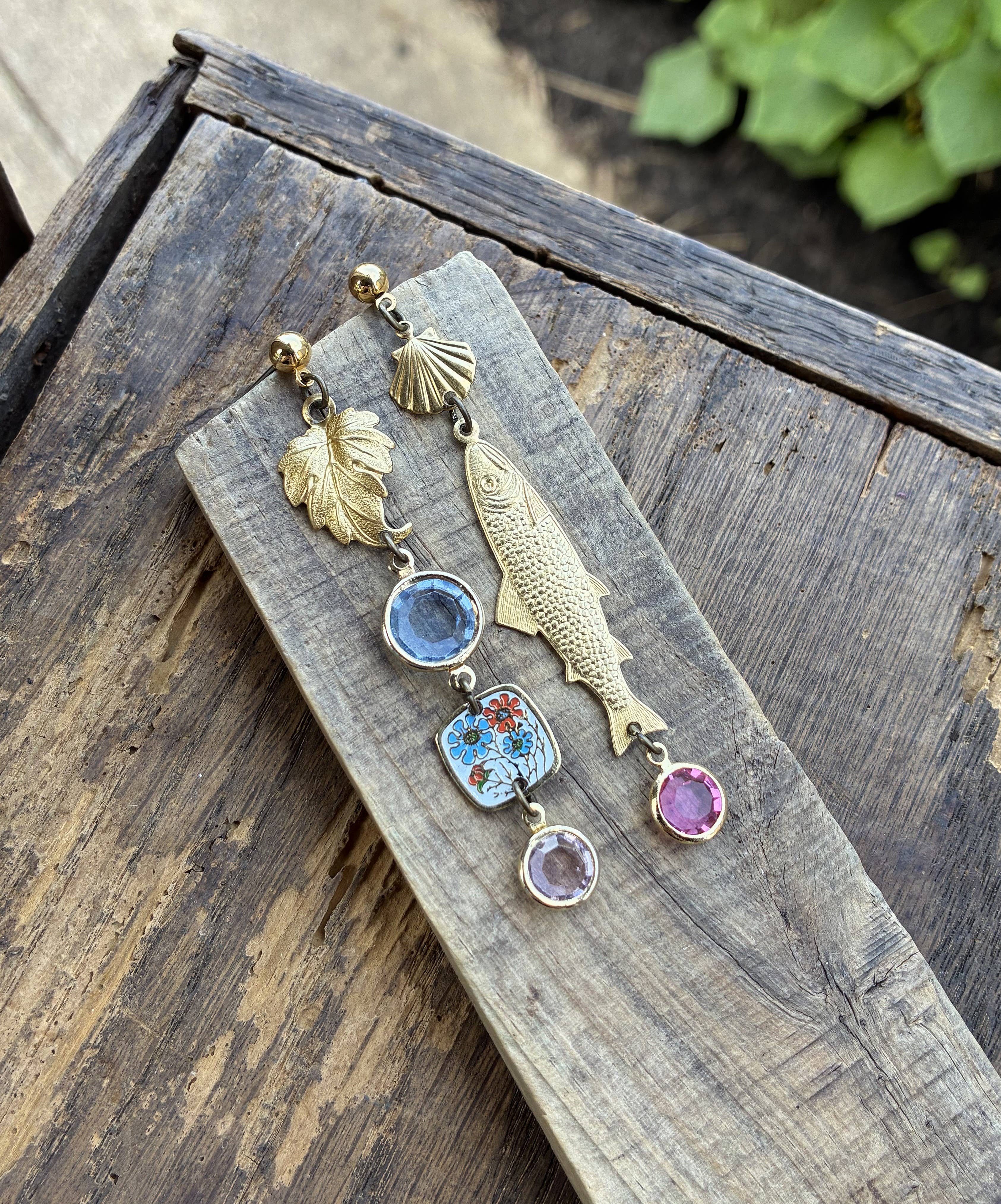 Nature Study Number 2 Vintage Charm Dangles