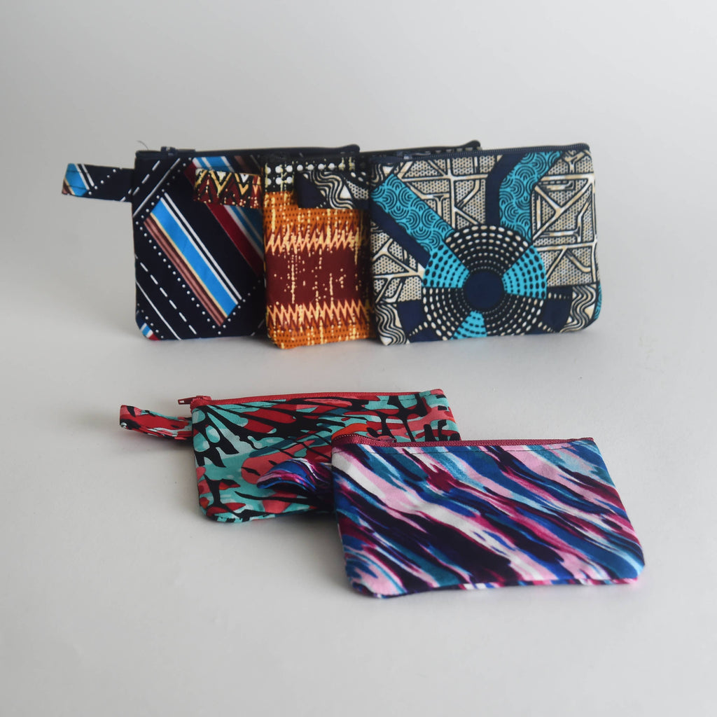 African Textiles Zipper Pouch Set of 5