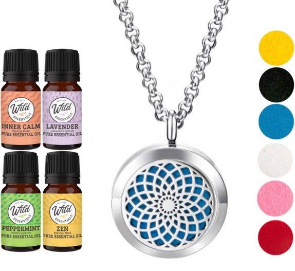 Sunflower Necklace Diffuser With 4 Oils Necklace
