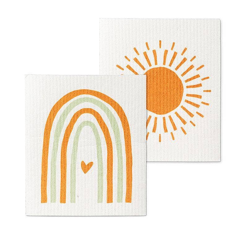S/2 Boho Rainbow Dishcloth-6.5x8"L