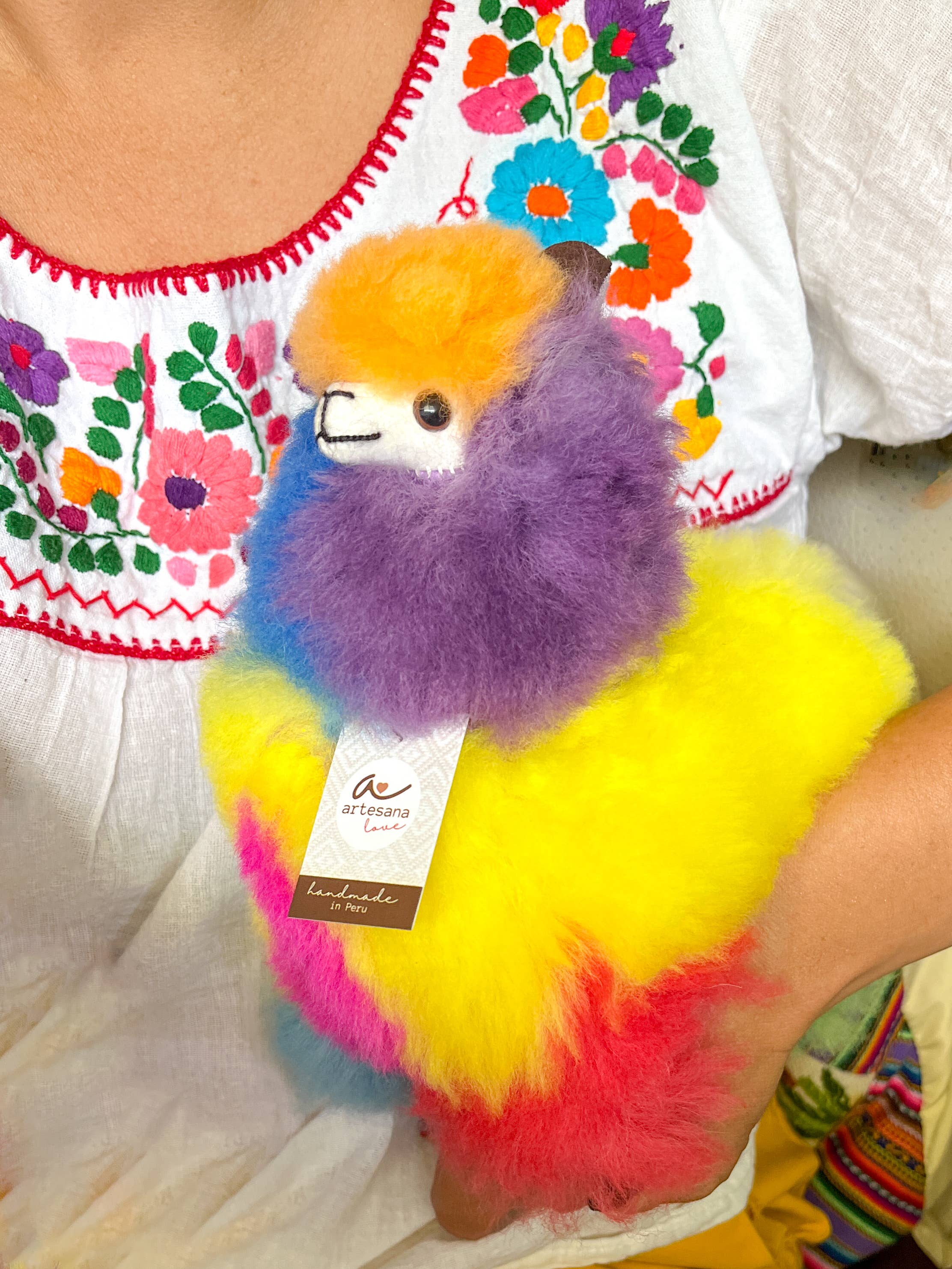 8" Rainbow Paka Stuffed Llama Toy Alpaca