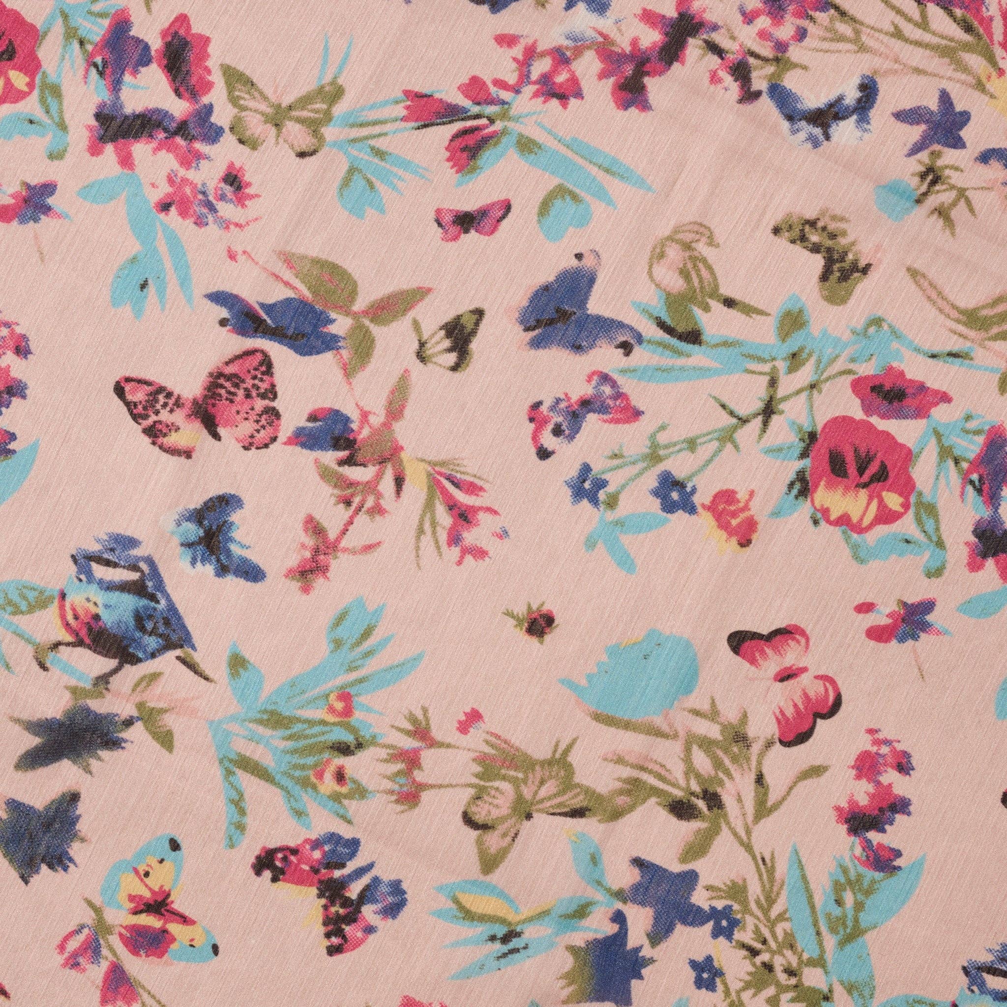 Komal Floral and Butterfly Chiffon Scarf