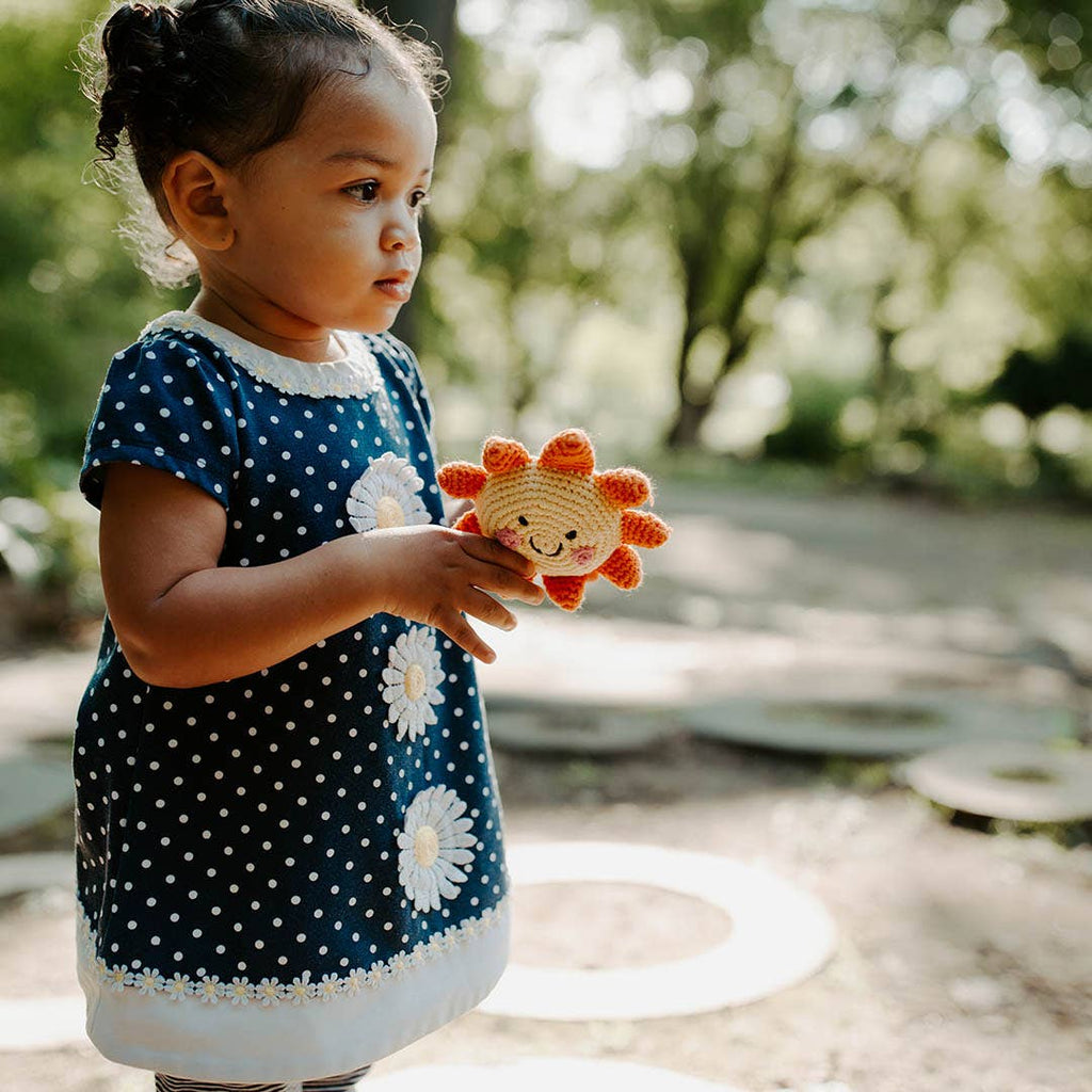 Happy Sun Rattle – Handmade Organic Cotton Baby Toy